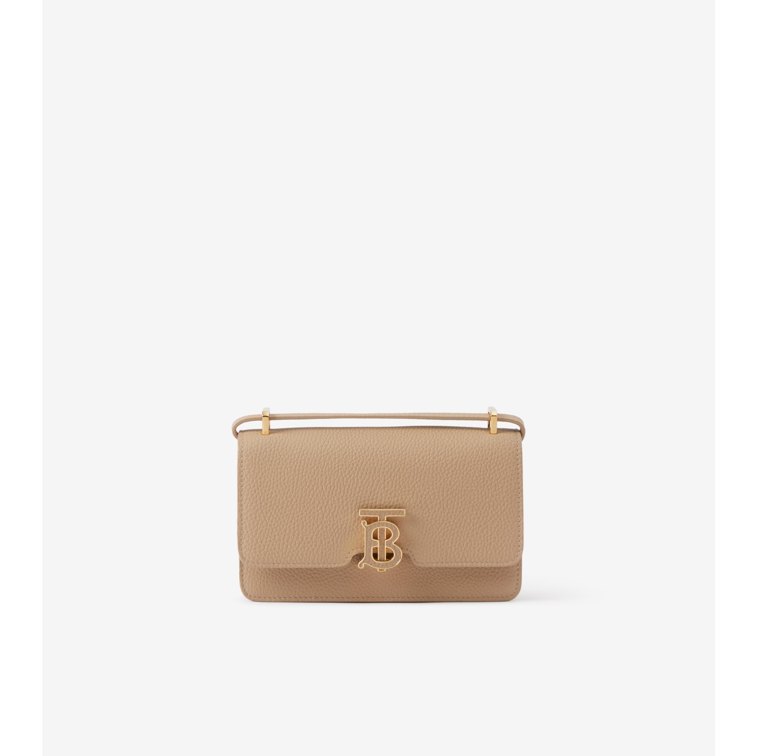 BURBERRY TB Monogram Mini Leather Shoulder Bag Beige - Final Sale