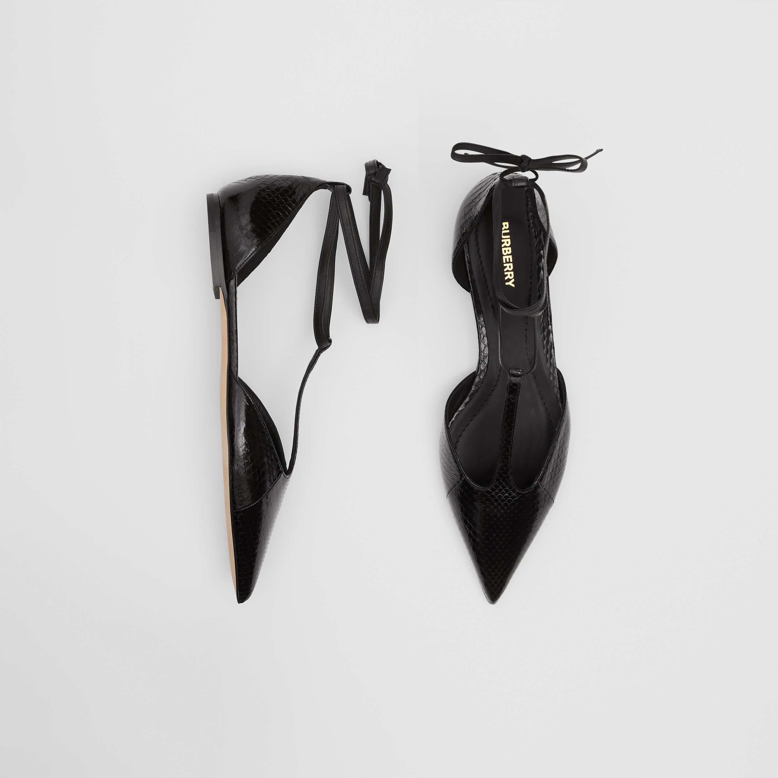 Snakeskin and Leather Point-toe Ballerinas in Black - Women | Burberry United States