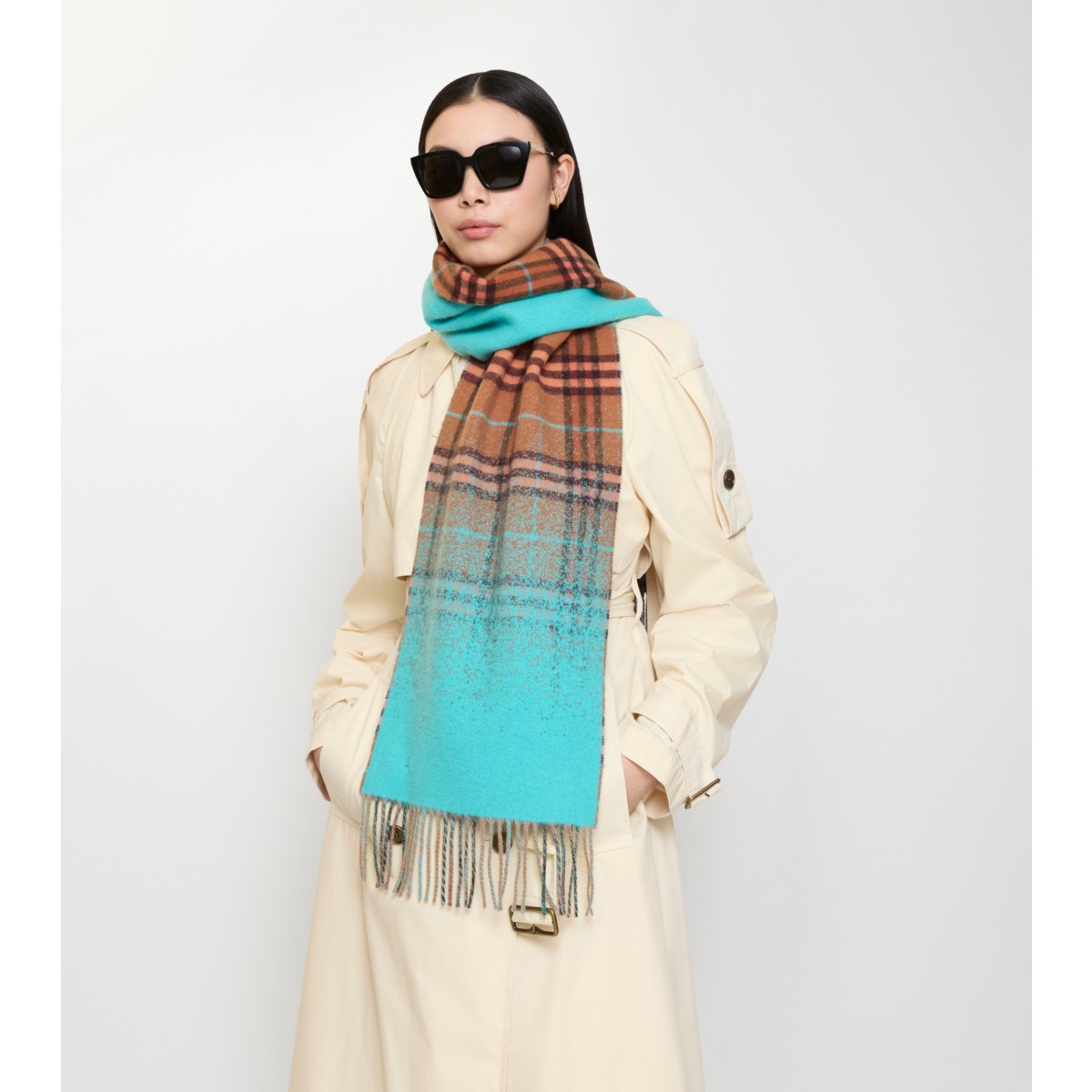  Check Gradient Cashmere Scarf