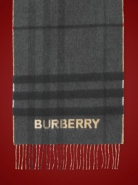 Archive Beige and Black Contrast Check Cashmere Scarf