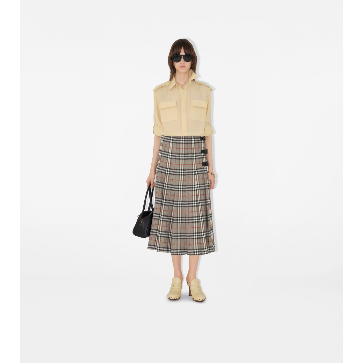 Check Wool Midi Kilt