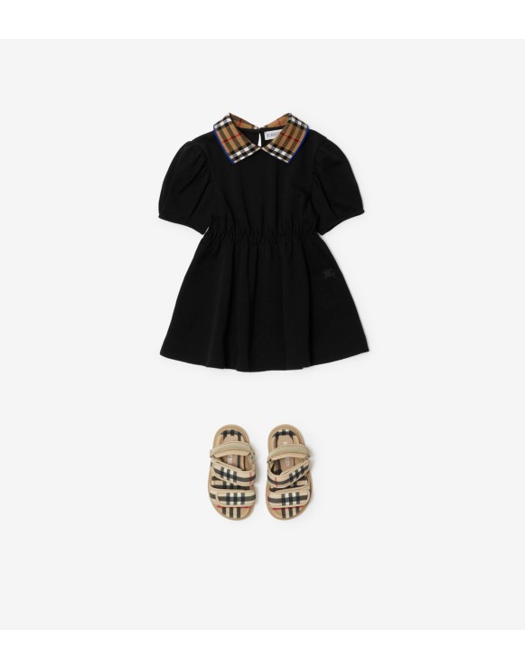 Check Collar Cotton Polo Shirt Dress
