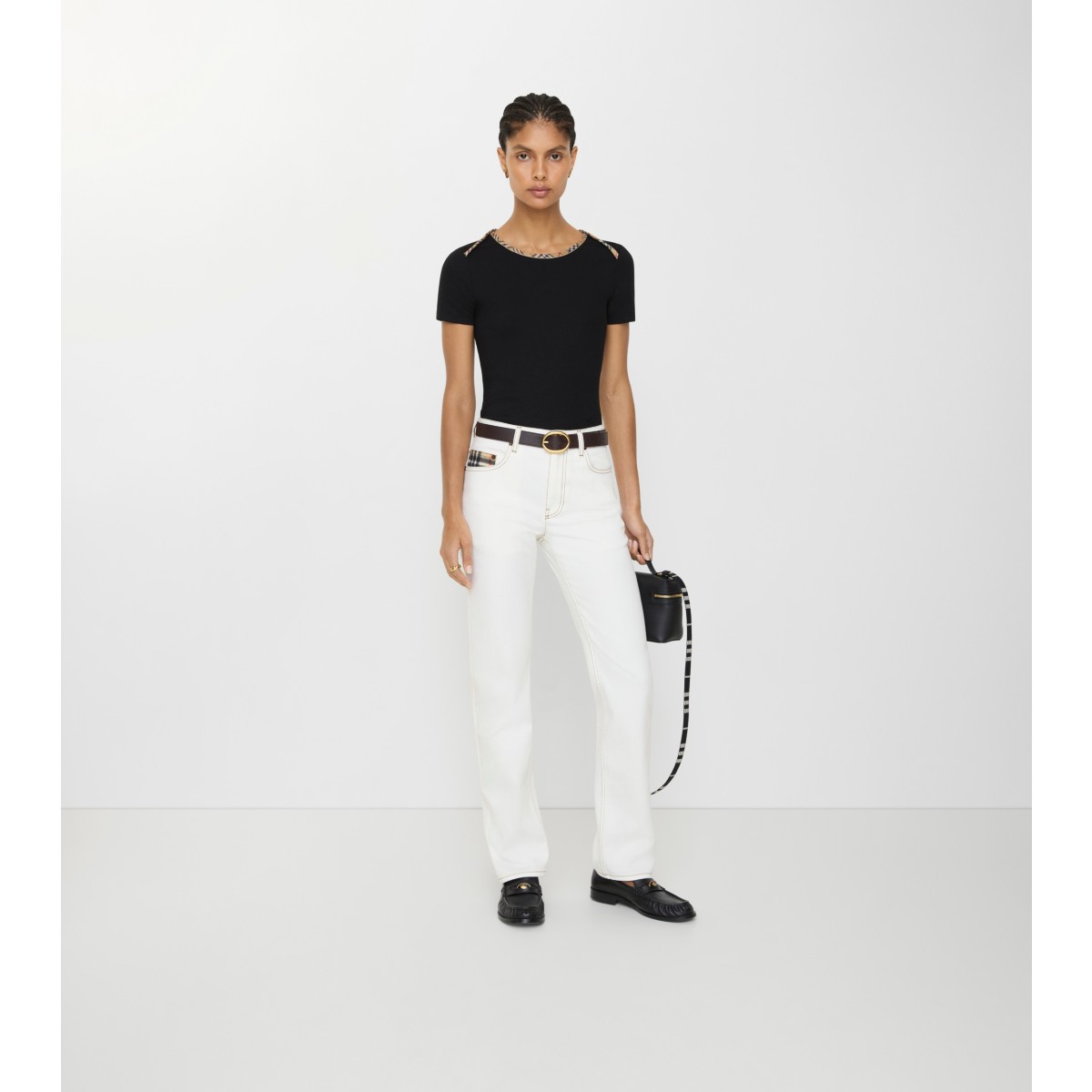  Check Mid-rise Straight Jeans