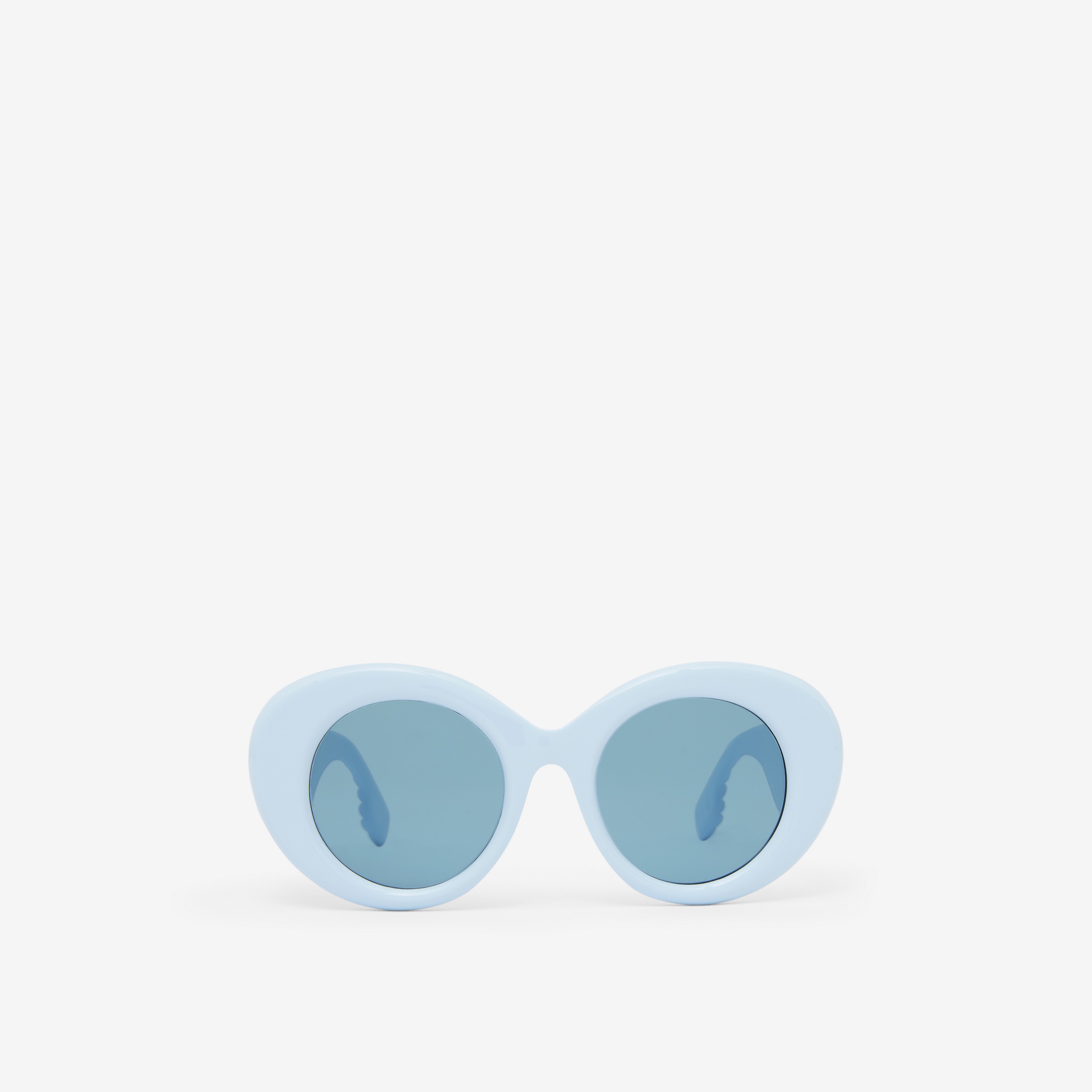 Monogram Motif Oversized Round Frame Lola Sunglasses in Light Blue - Women | Burberry® Official - 1
