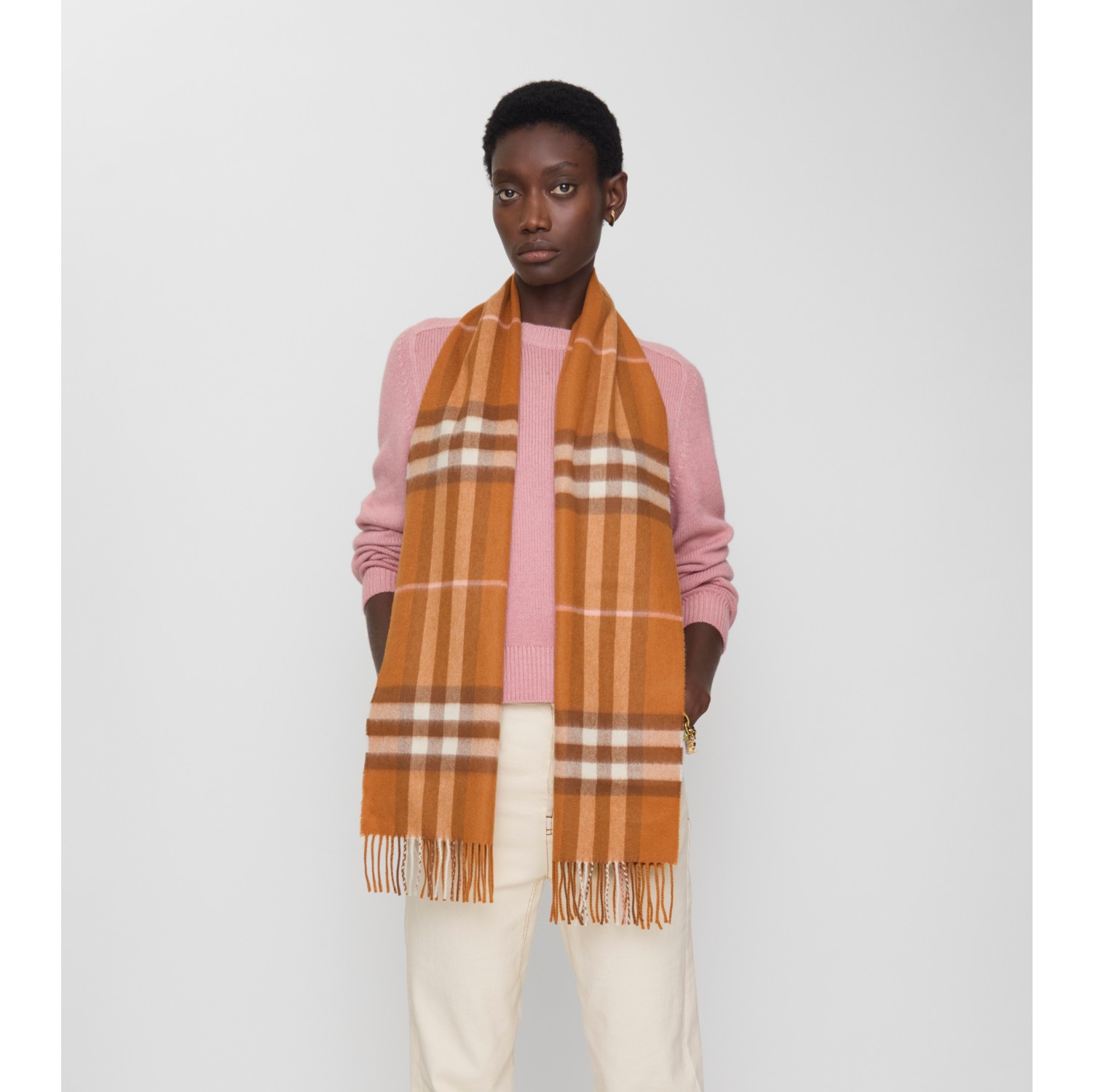 Check Cashmere Scarf in Squash | Burberry® Official