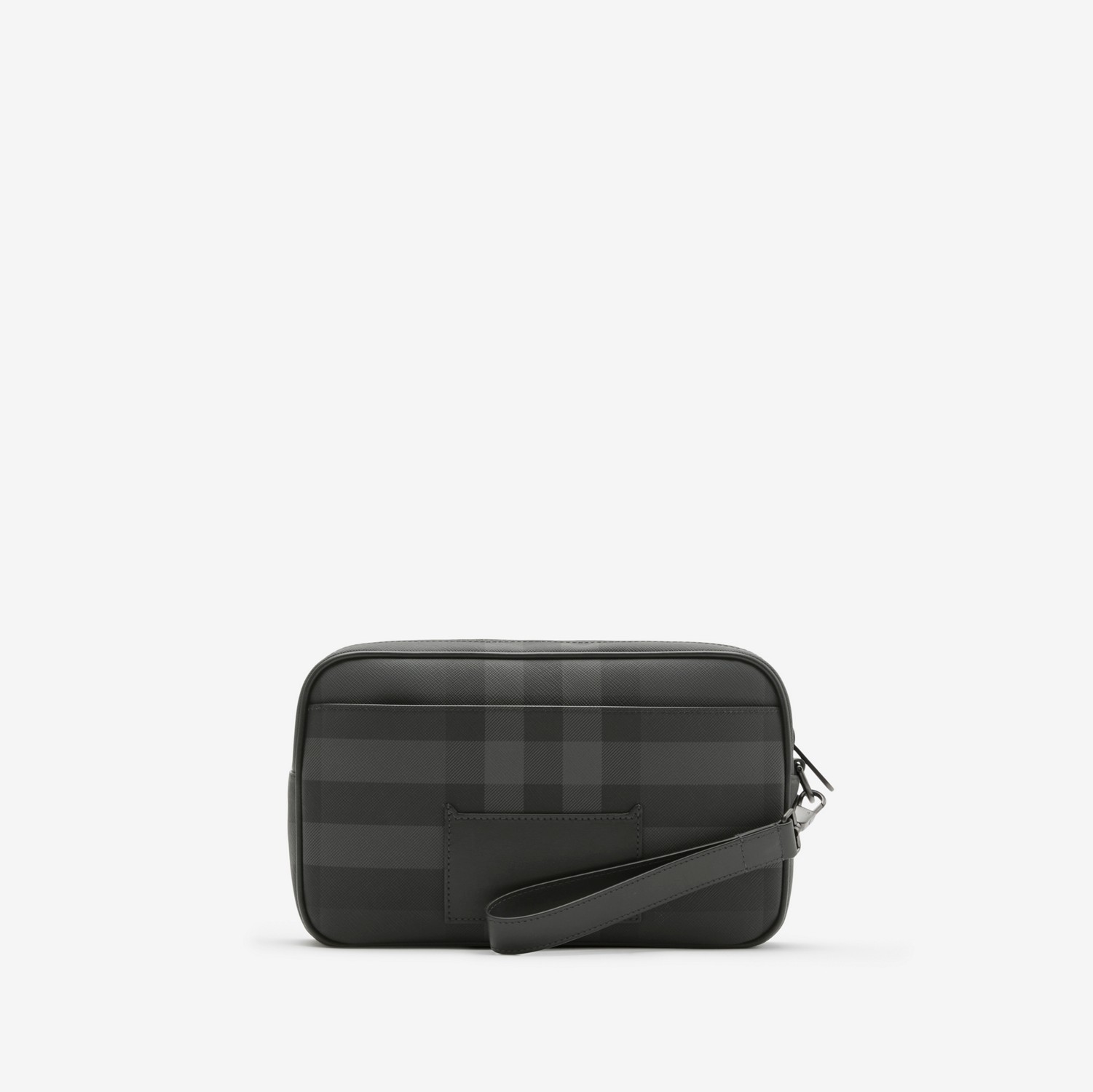 Bolsa pouch de couro Check (Charcoal) - Homens | Burberry® oficial