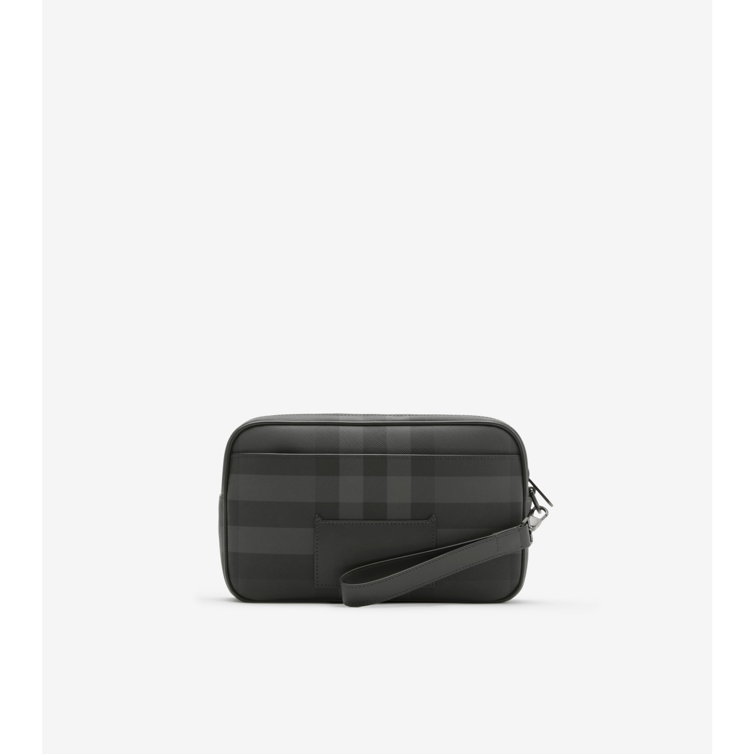 Check and Leather Card Case in Charcoal - Men | Burberry® Official