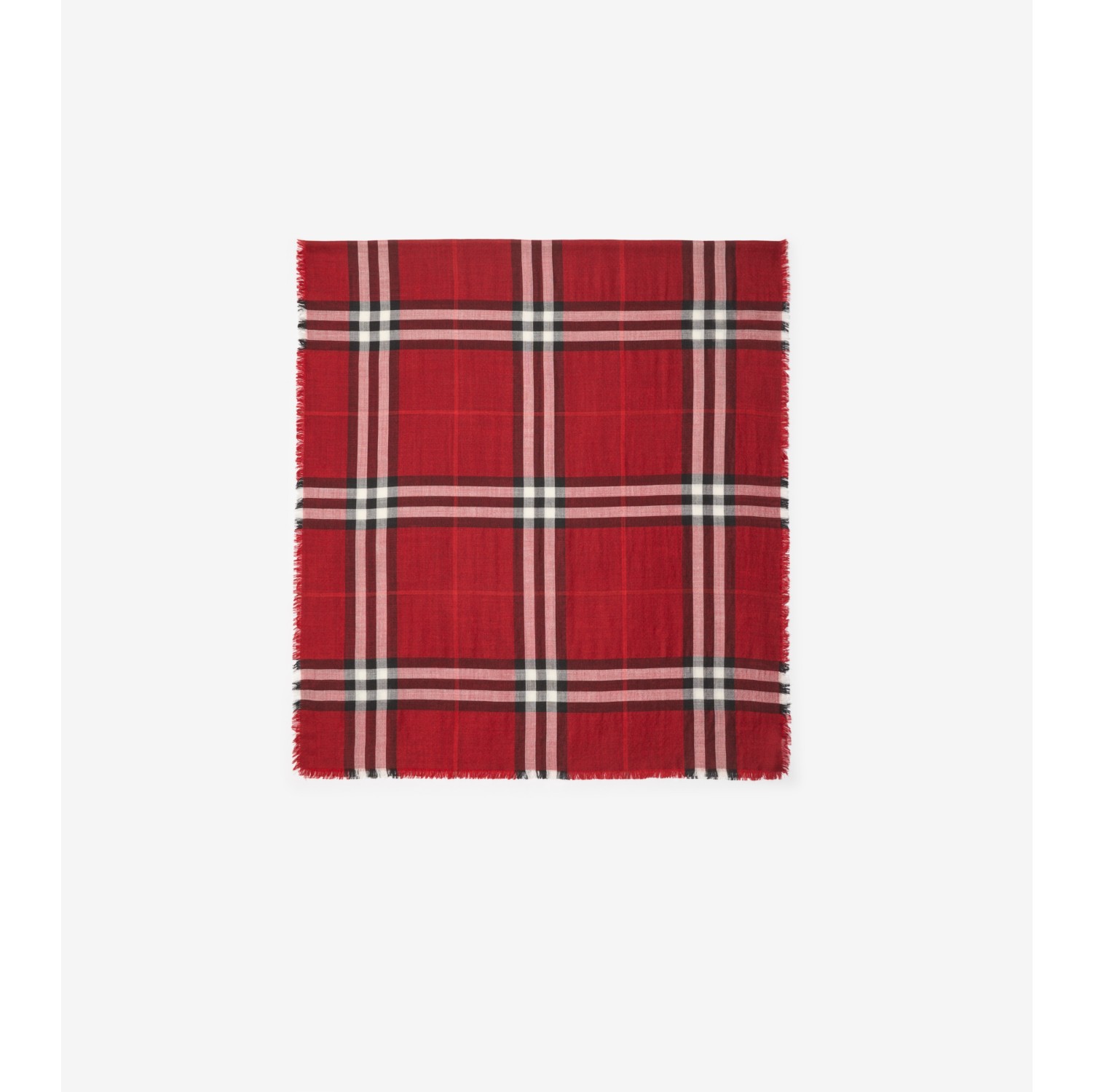 Reversible Check Wool Silk Scarf in Oxblood red/post red | Burberry® Official