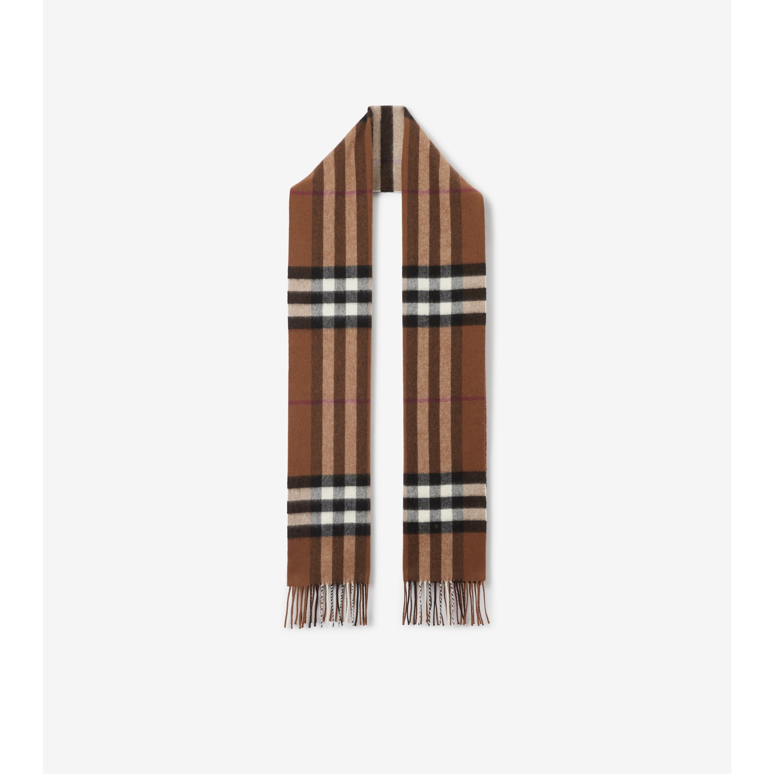 The Burberry Check Cashmere Scarf in Birch Brown