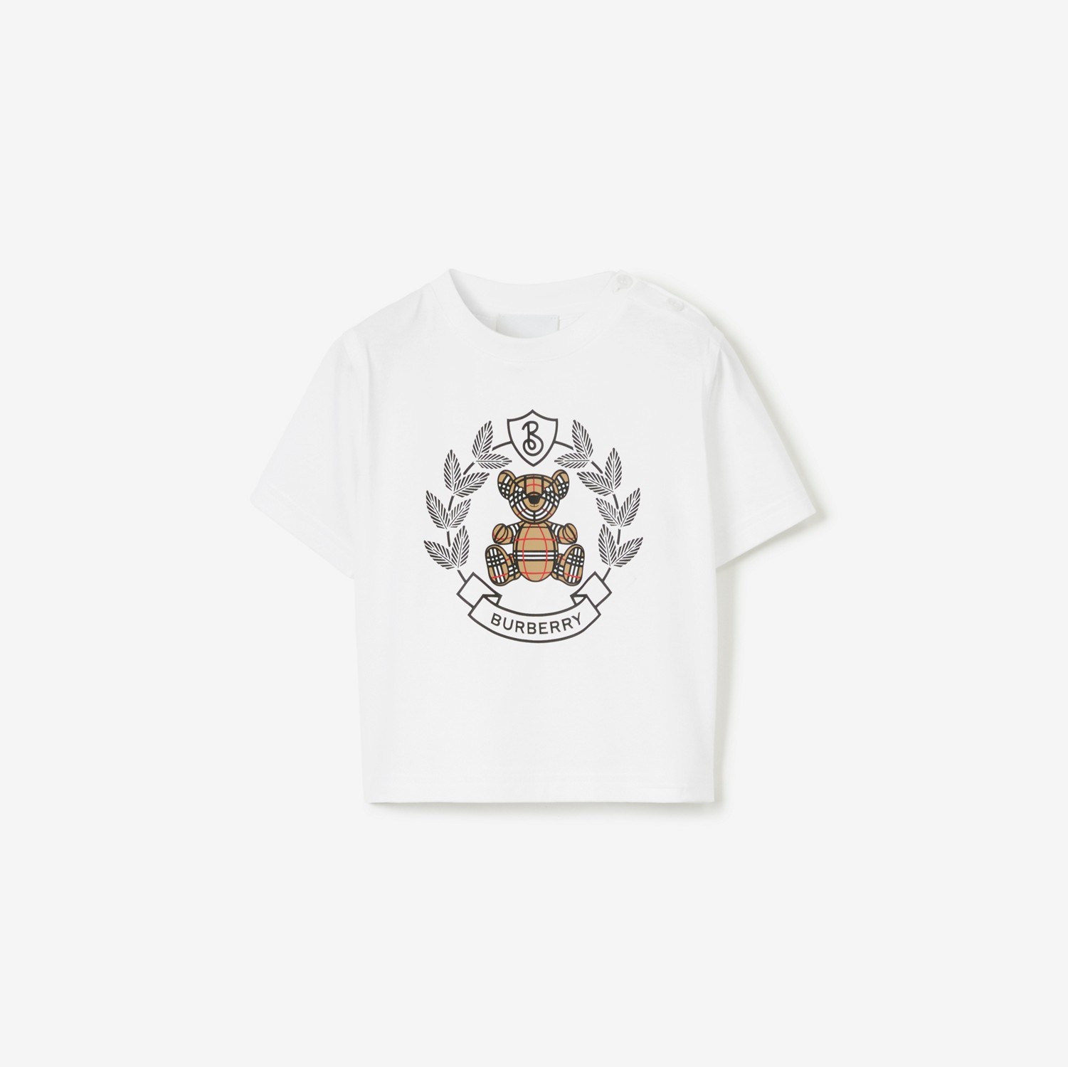 토마스 베어 프린트 코튼 티셔츠 (화이트) - 아동 | Burberry®
