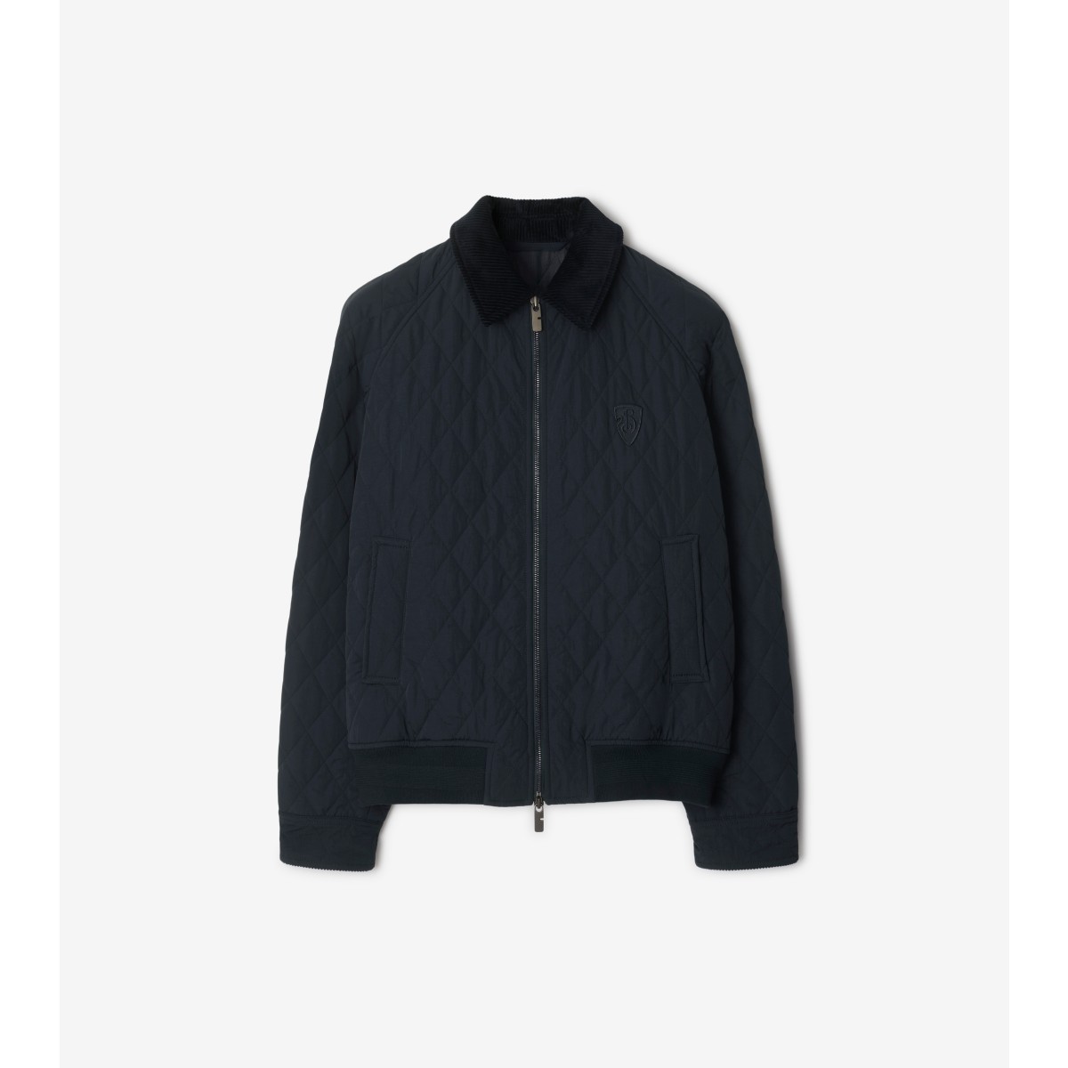 Burberry Logo-embroidered Padded Jacket In Navy/charcoal Melange