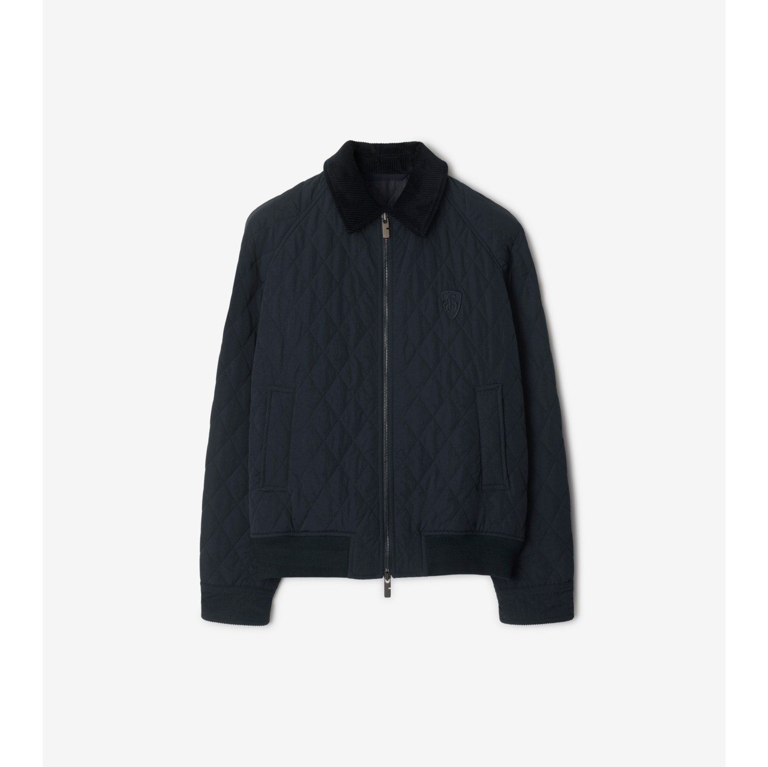 Quilted Nylon Jacket in Navy charcoal melange Men Burberry Official