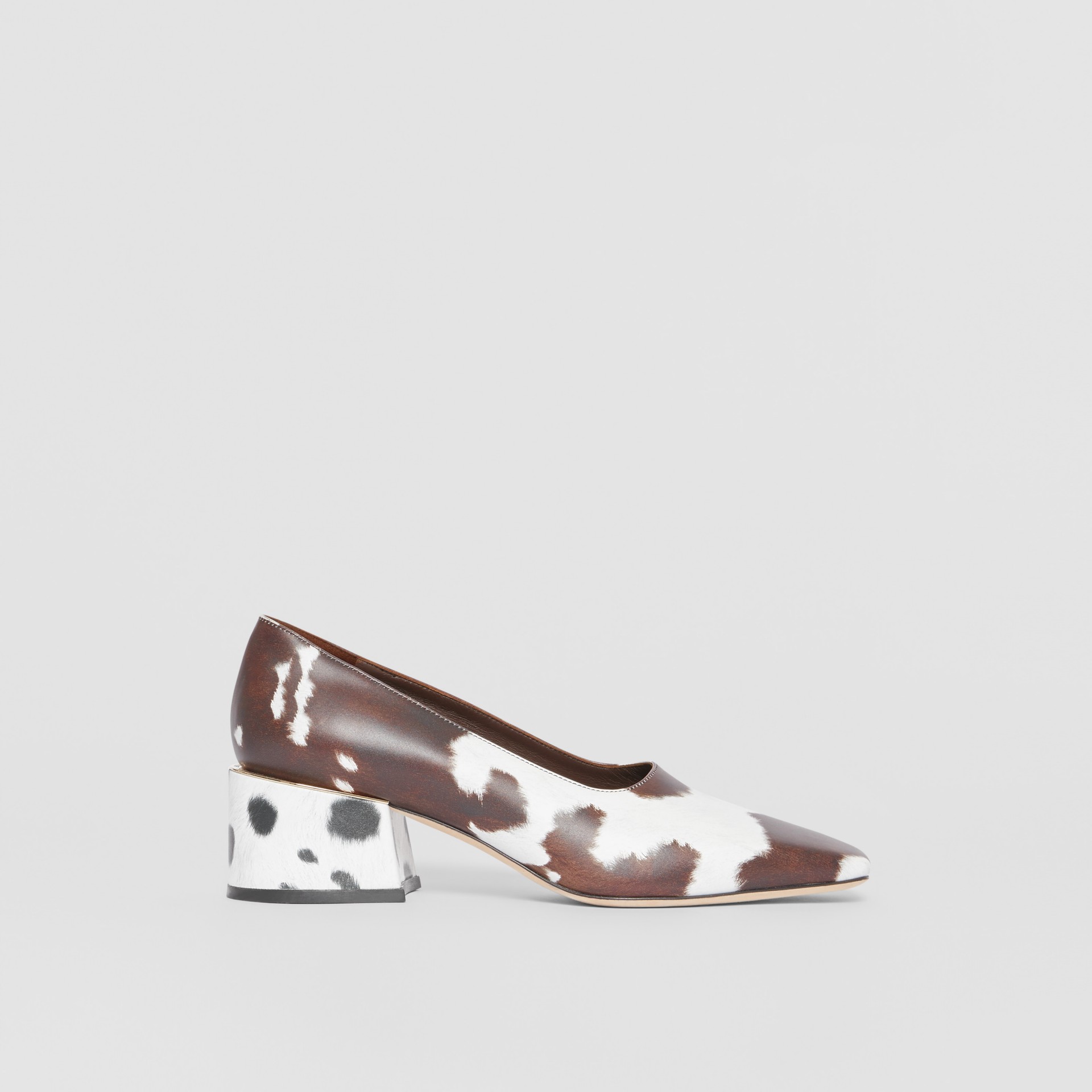 animal print block heel pumps