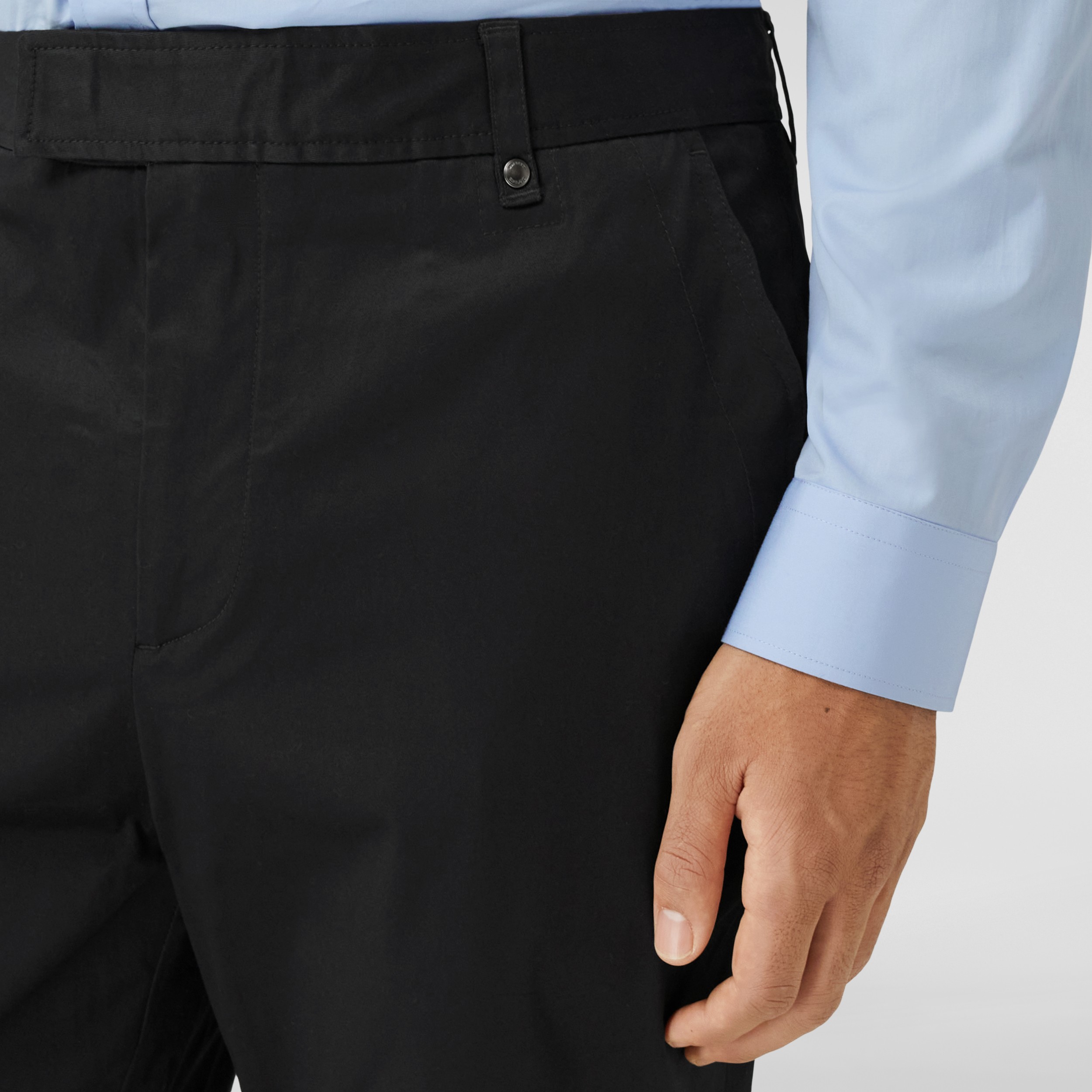 Slim Fit Monogram Motif Stretch Cotton Chinos in Black | Burberry® Official - 2