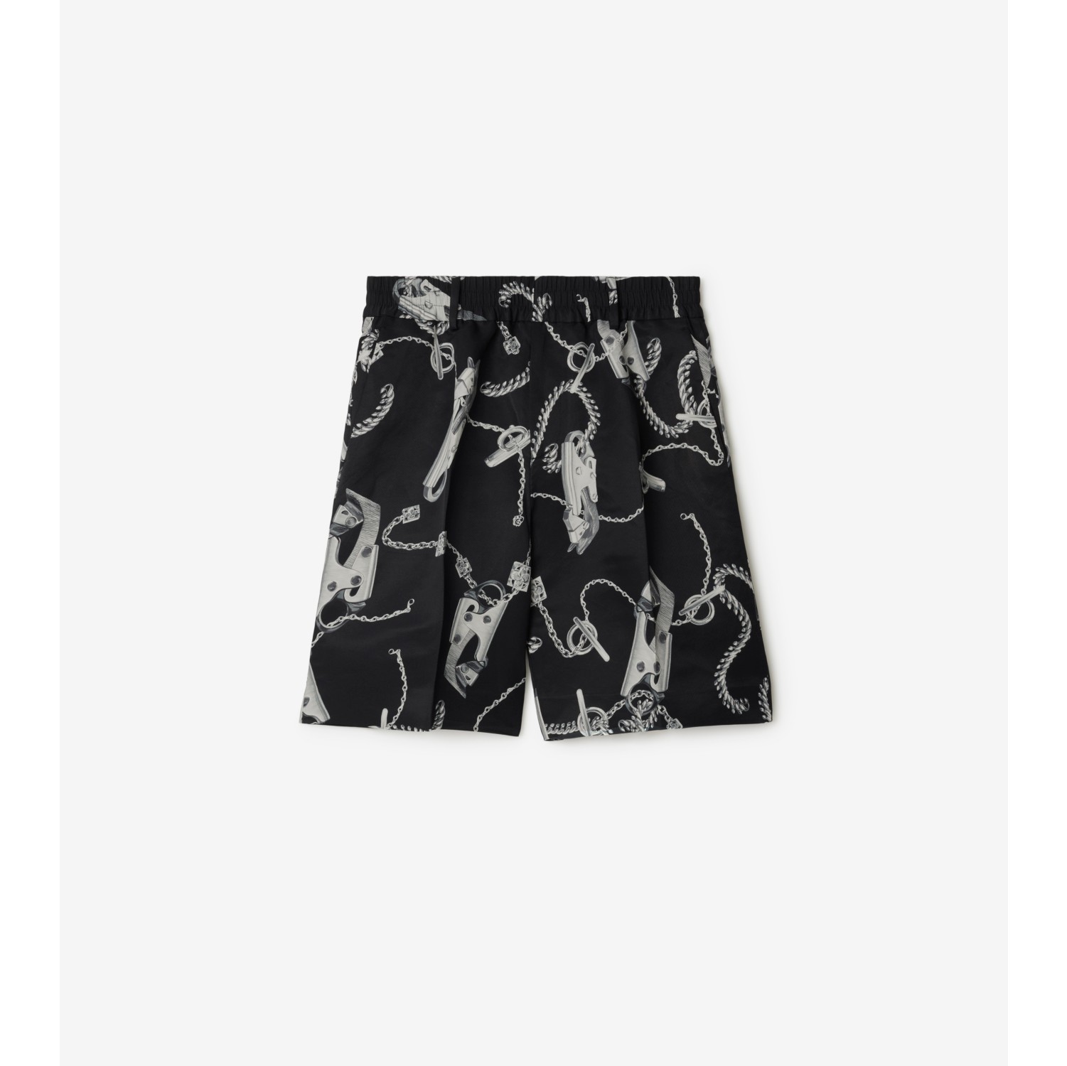Knight Hardware Tricotine Shorts in Silver/black - Women, Nylon | Burberry® Official