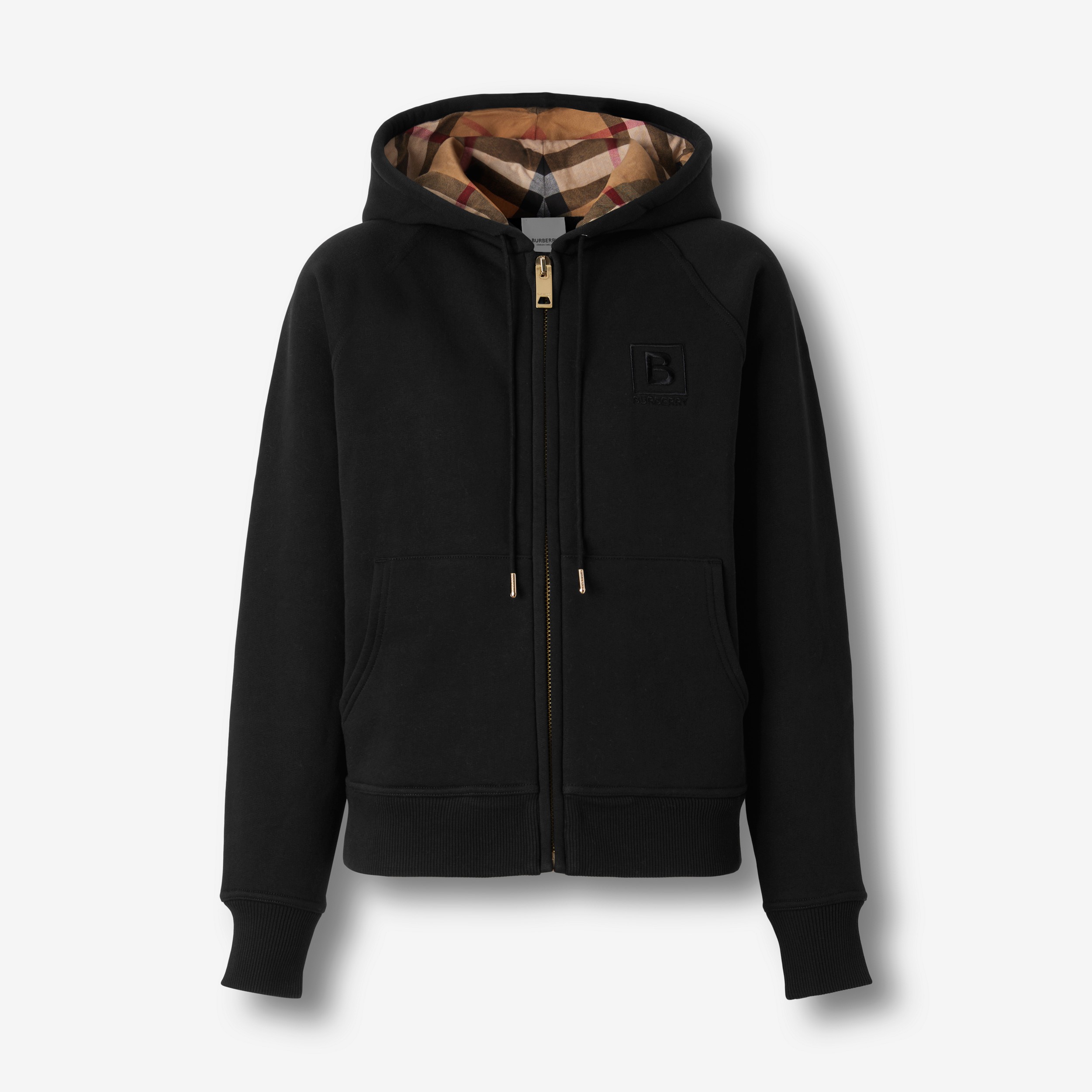 Letter Graphic Cotton Blend Hooded Top in Black - Women | Burberry® Official - 1