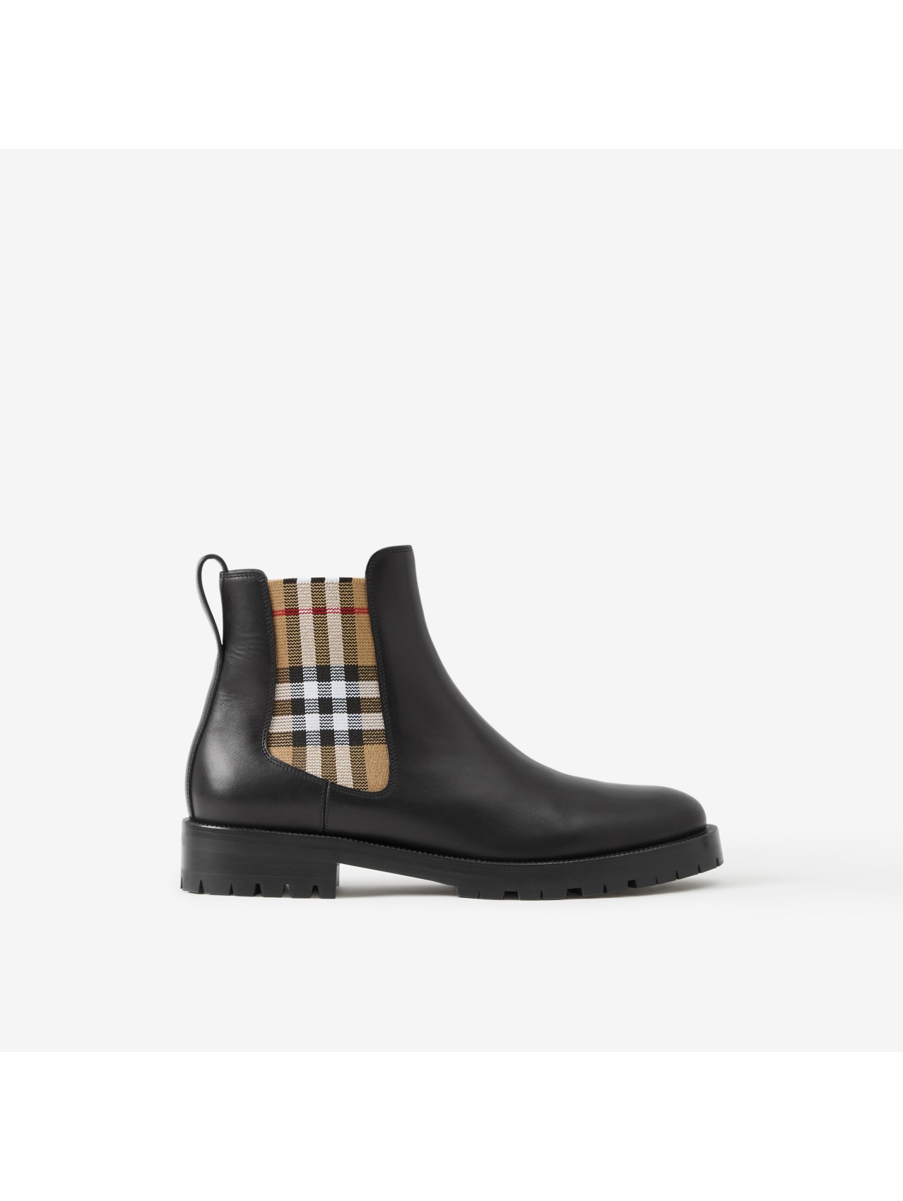 Vintage Check Detail Chelsea Boots in Black | Burberry® Official