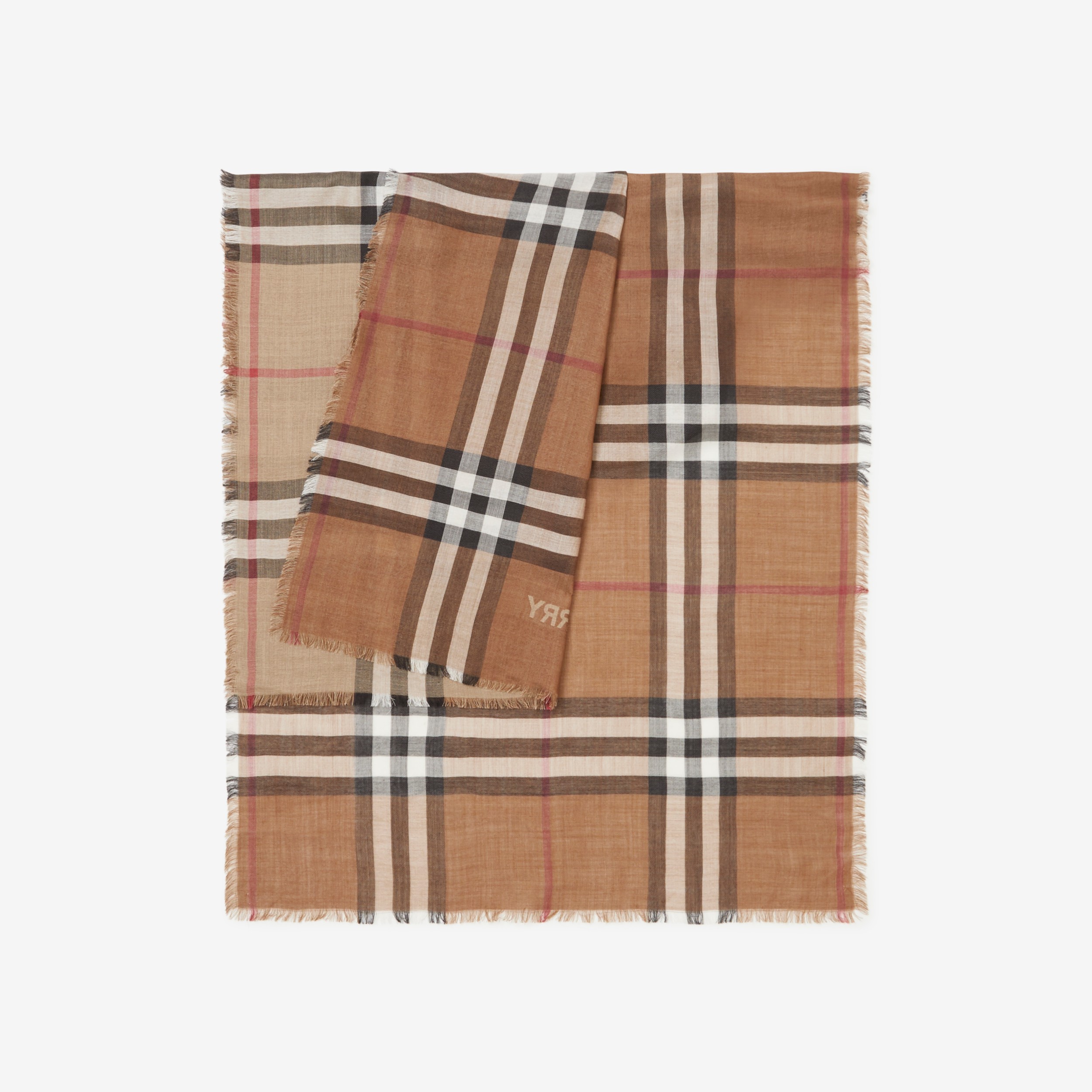 Check Lightweight Wool Silk Scarf in Archive Beige Burberry® Official
