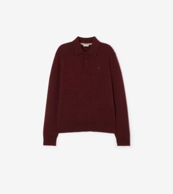 Long sleeve Cashmere Blend Polo Shirt Oxblood ®
