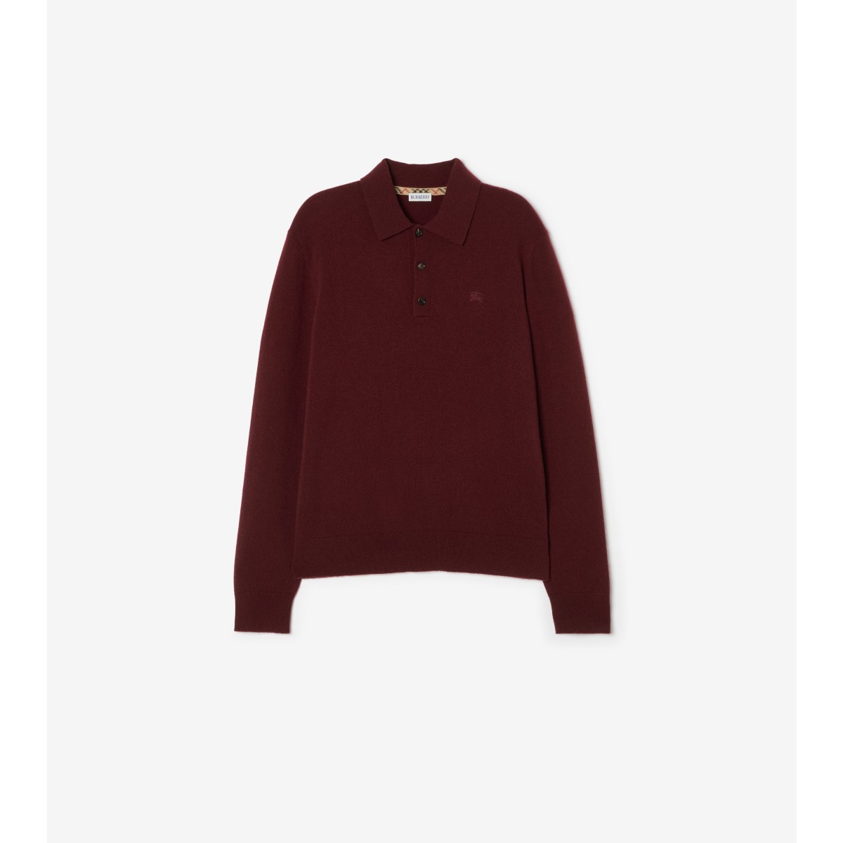  Embroidered Long-sleeve Cashmere Blend Polo Shirt