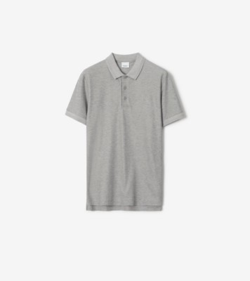 Cotton Polo Shirt in Pale grey melange - Men | Burberry® Official