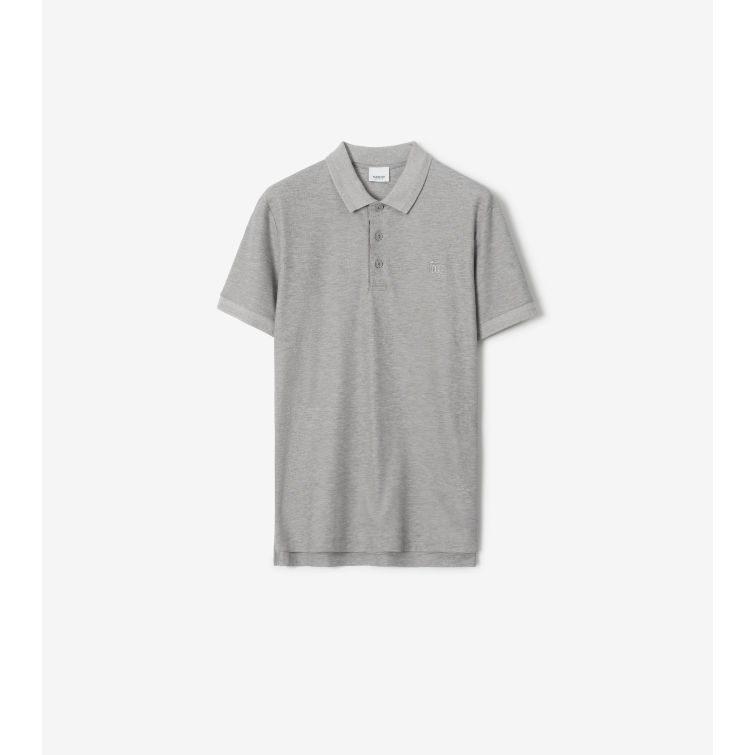 Cotton Polo Shirt in Pale grey melange Men Burberry Official