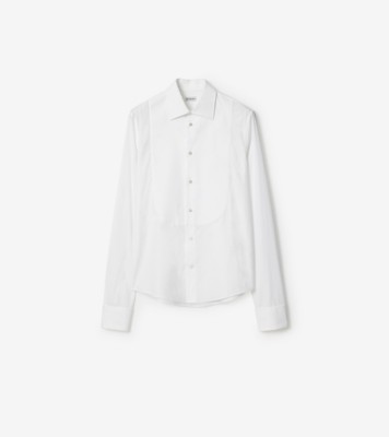 Slim Fit Cotton Tuxedo Shirt in White - Men | Burberry® Official