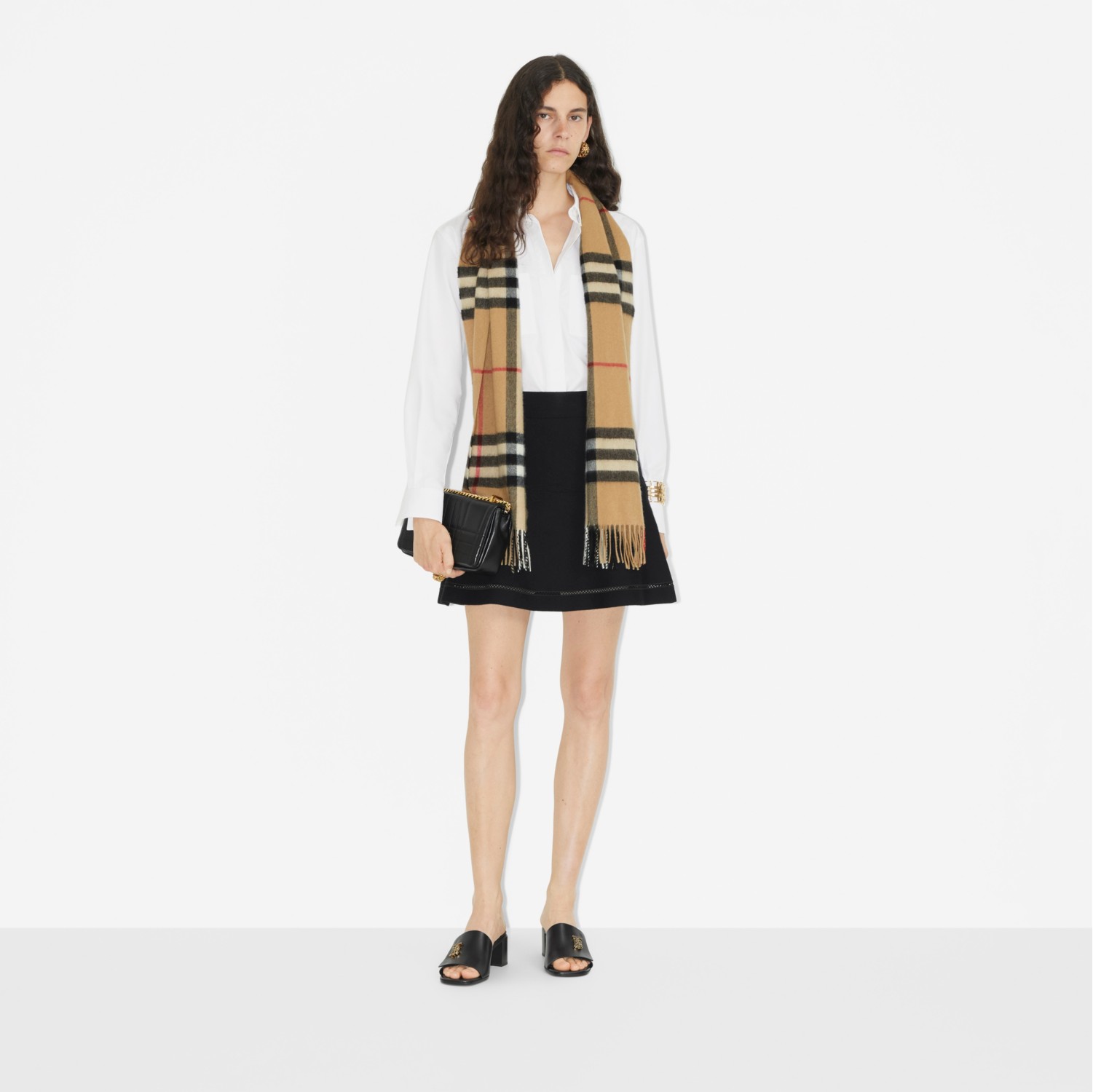 Check Cashmere Scarf in Archive Beige Burberry® Official