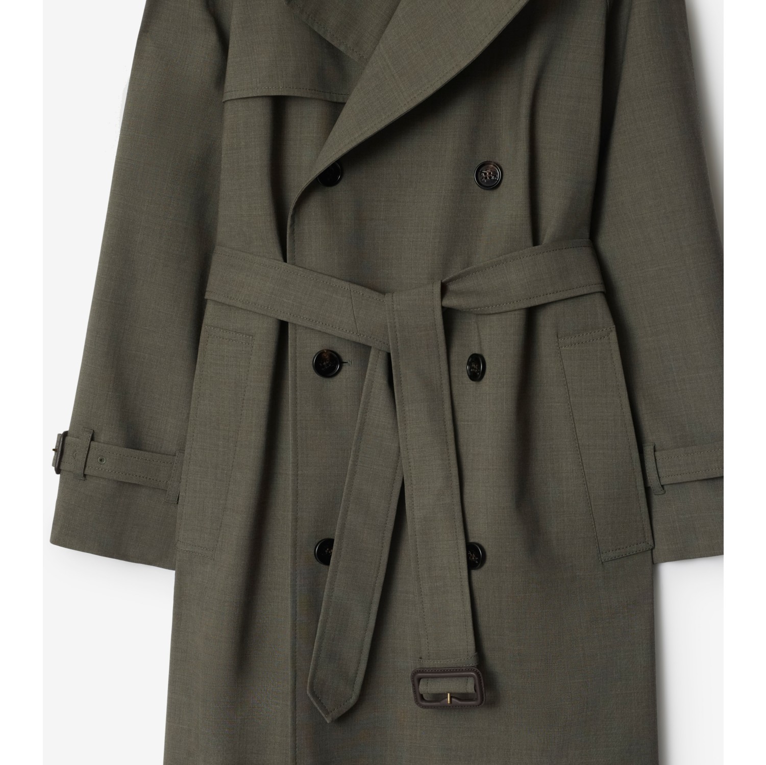 Long Stretch Wool Trench Coat