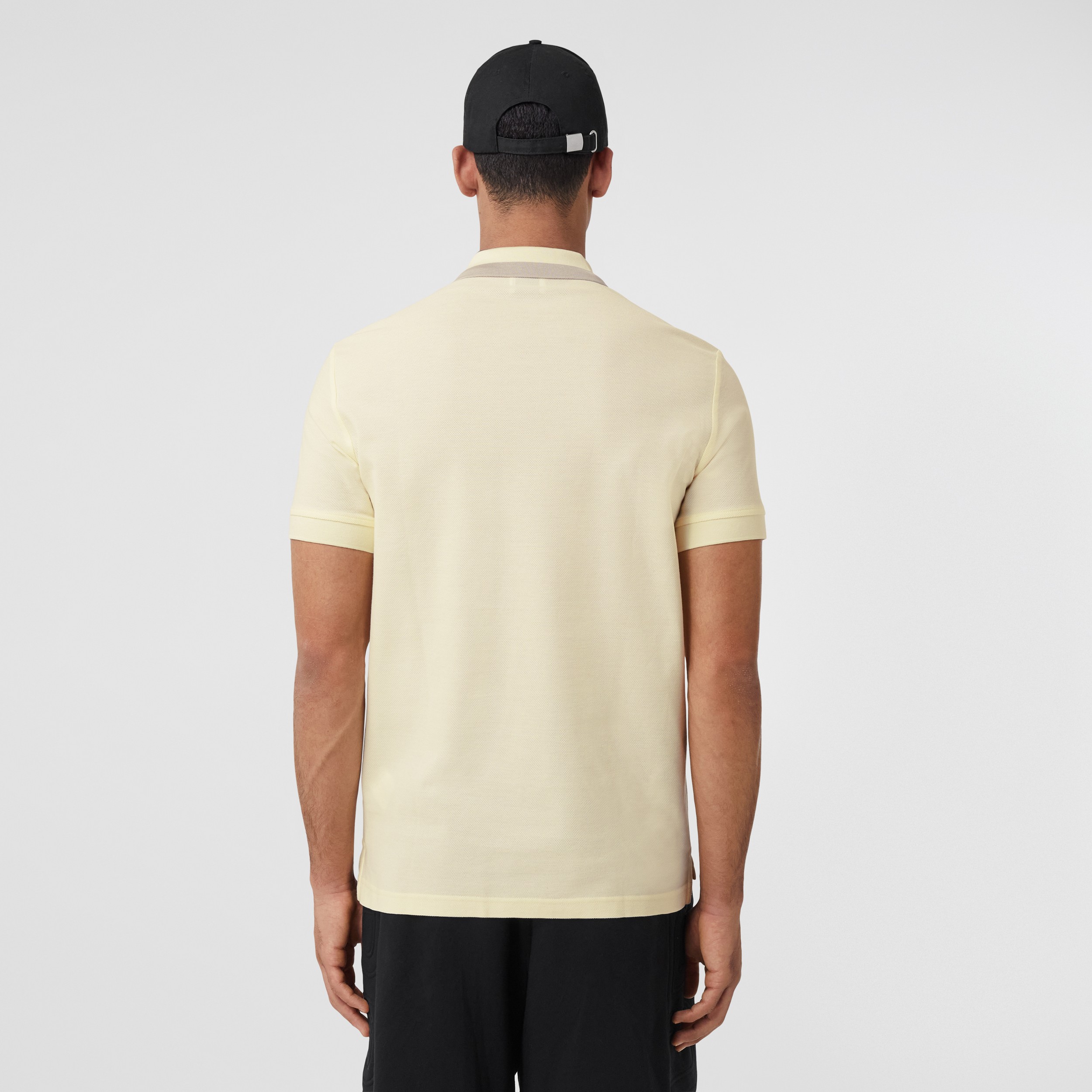 Logo Detail Cotton Piqué Polo Shirt in Frosted Lemon - Men | Burberry® Official - 3