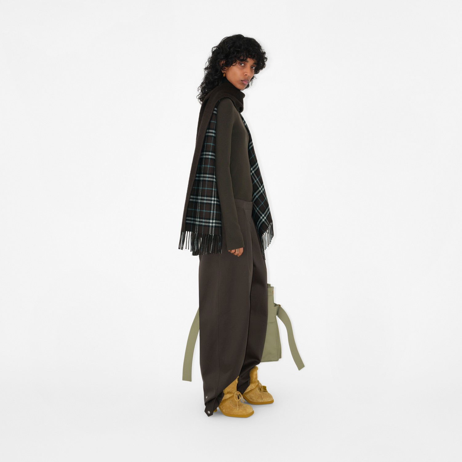 Check Wool Reversible Cape