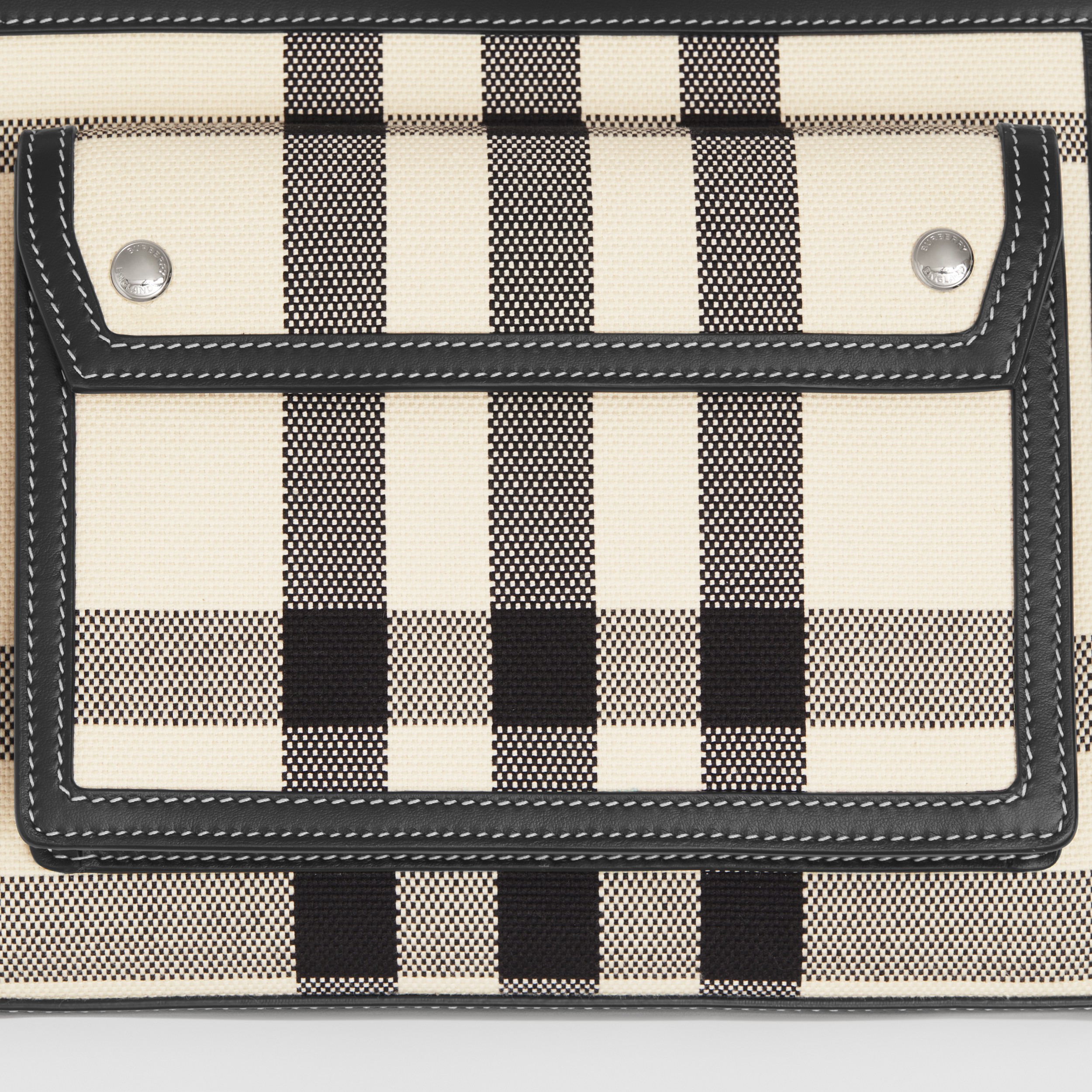 Mini Check Canvas and Leather Pocket Bag in Butter Beige/black - Women | Burberry® Official - 2