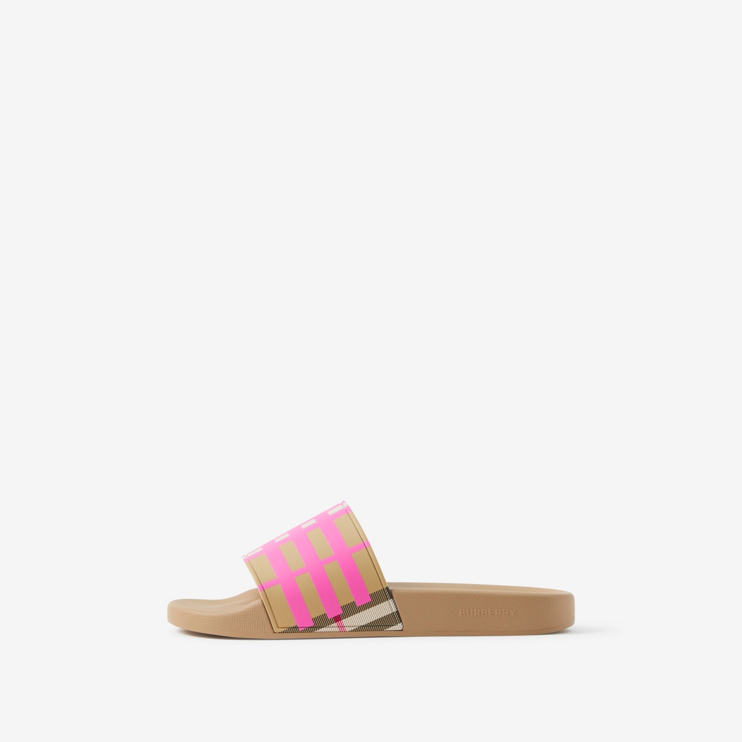 Check Print Slides in Bubblegum Pink - Women | Burberry® Official