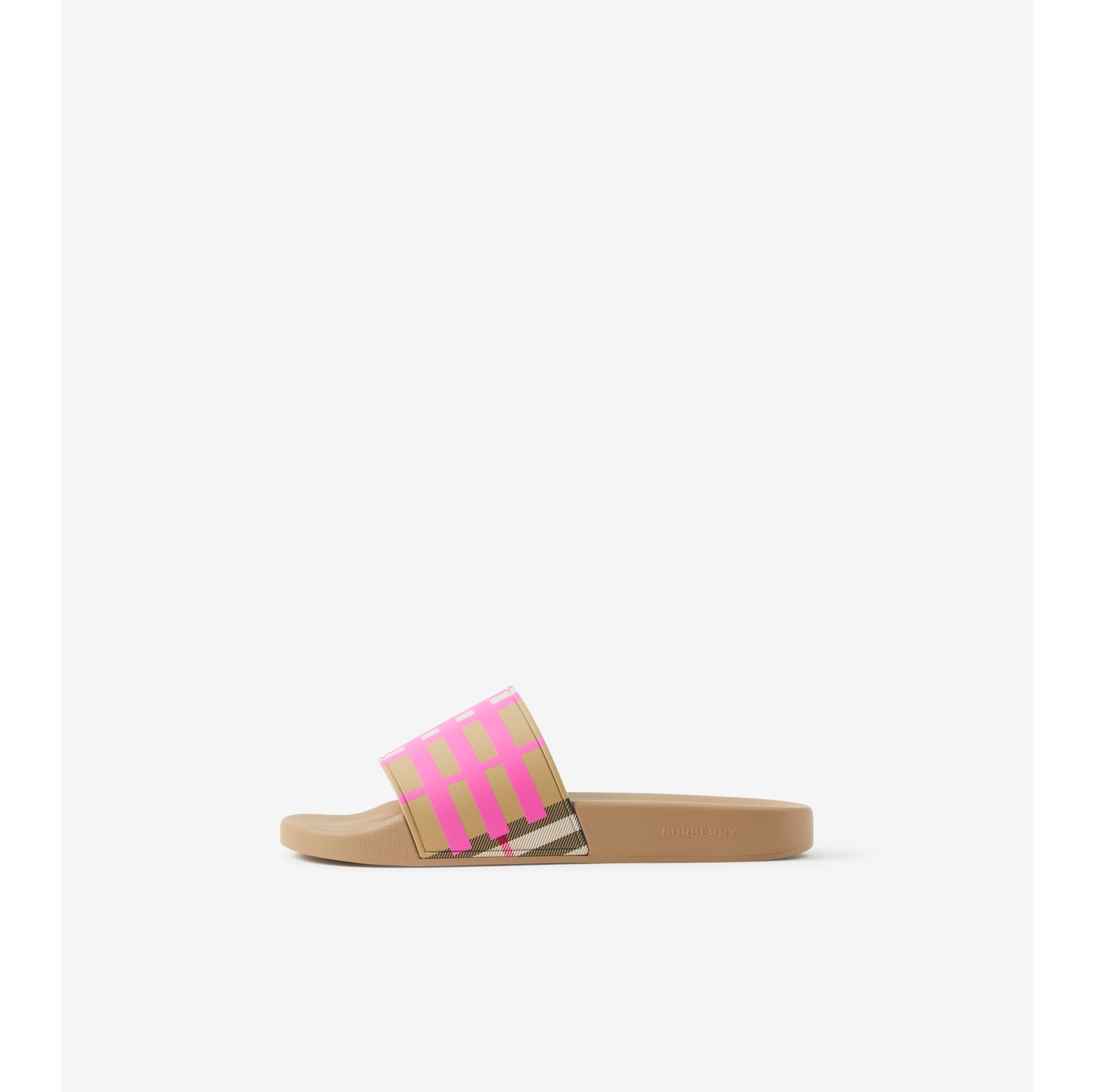 Check Print Slides in Bubblegum Pink - Women | Burberry® Official