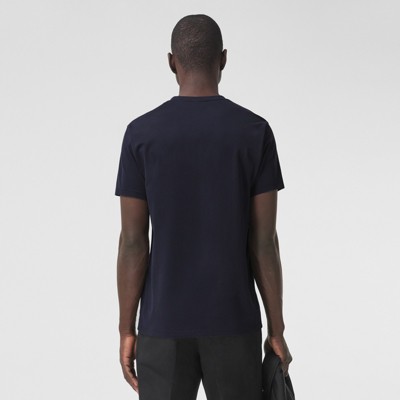 モノグラムモチーフ コットン VネックTシャツ (ネイビー) - メンズ | Burberry®公式サイト