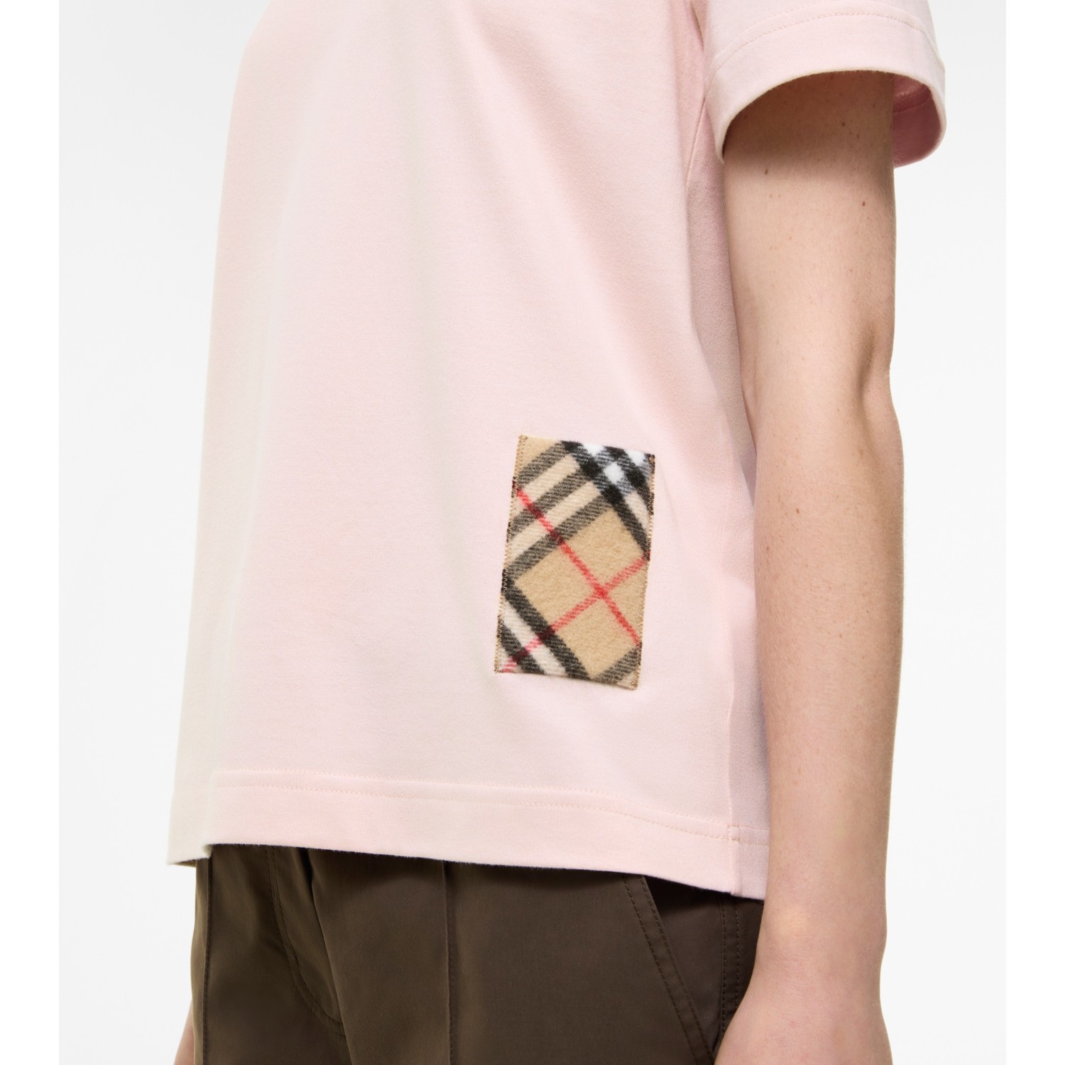 Check Cashmere Patch Cotton T-shirt - thumbnail 9