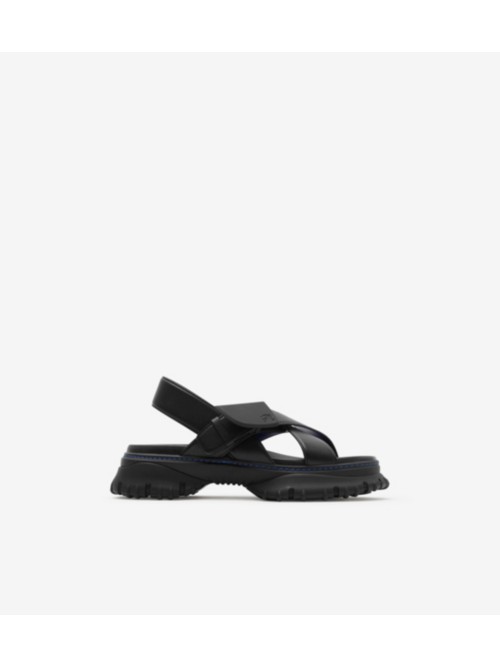 Burberry Leather Pebble Sandals In Black