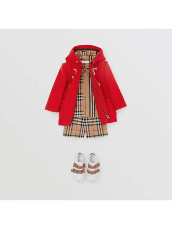 Boiled Wool Duffle Coat in Bright Red Children Burberry United States