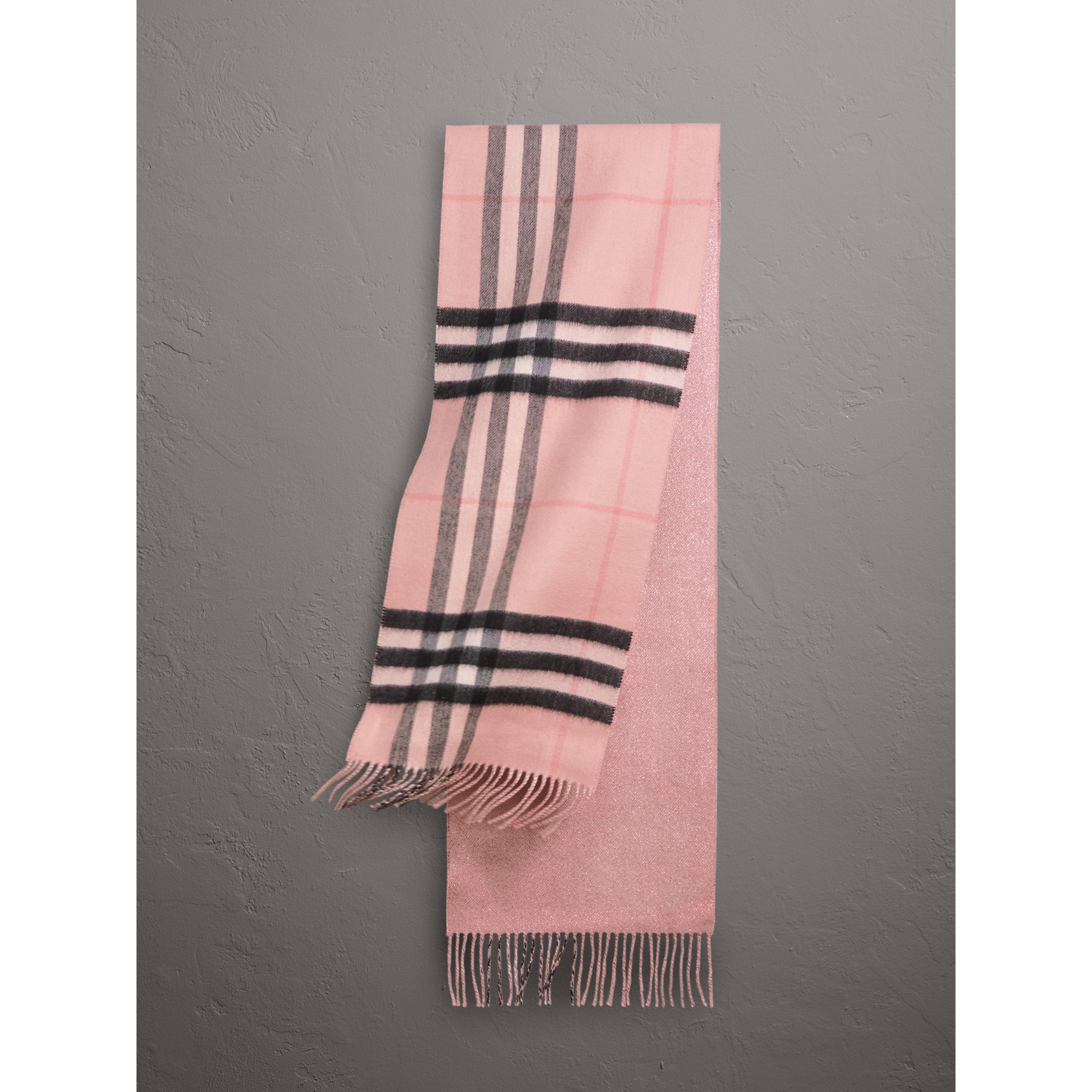 Reversible Metallic Check Cashmere Scarf in Ash Rose | Burberry United ...