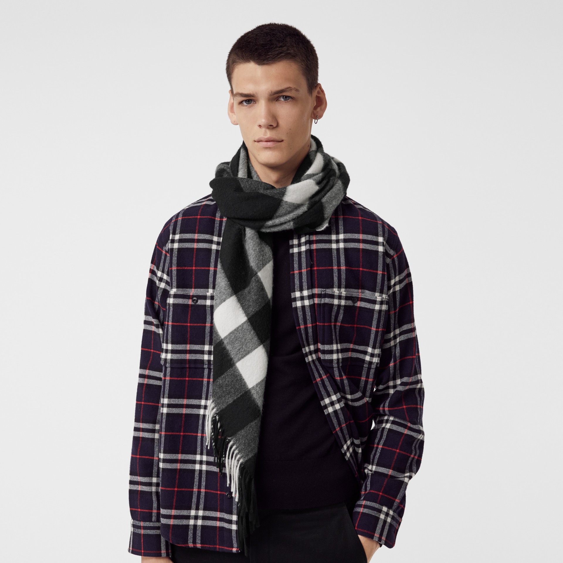 The Burberry Bandana in Check Cashmere in Black | Burberry United States