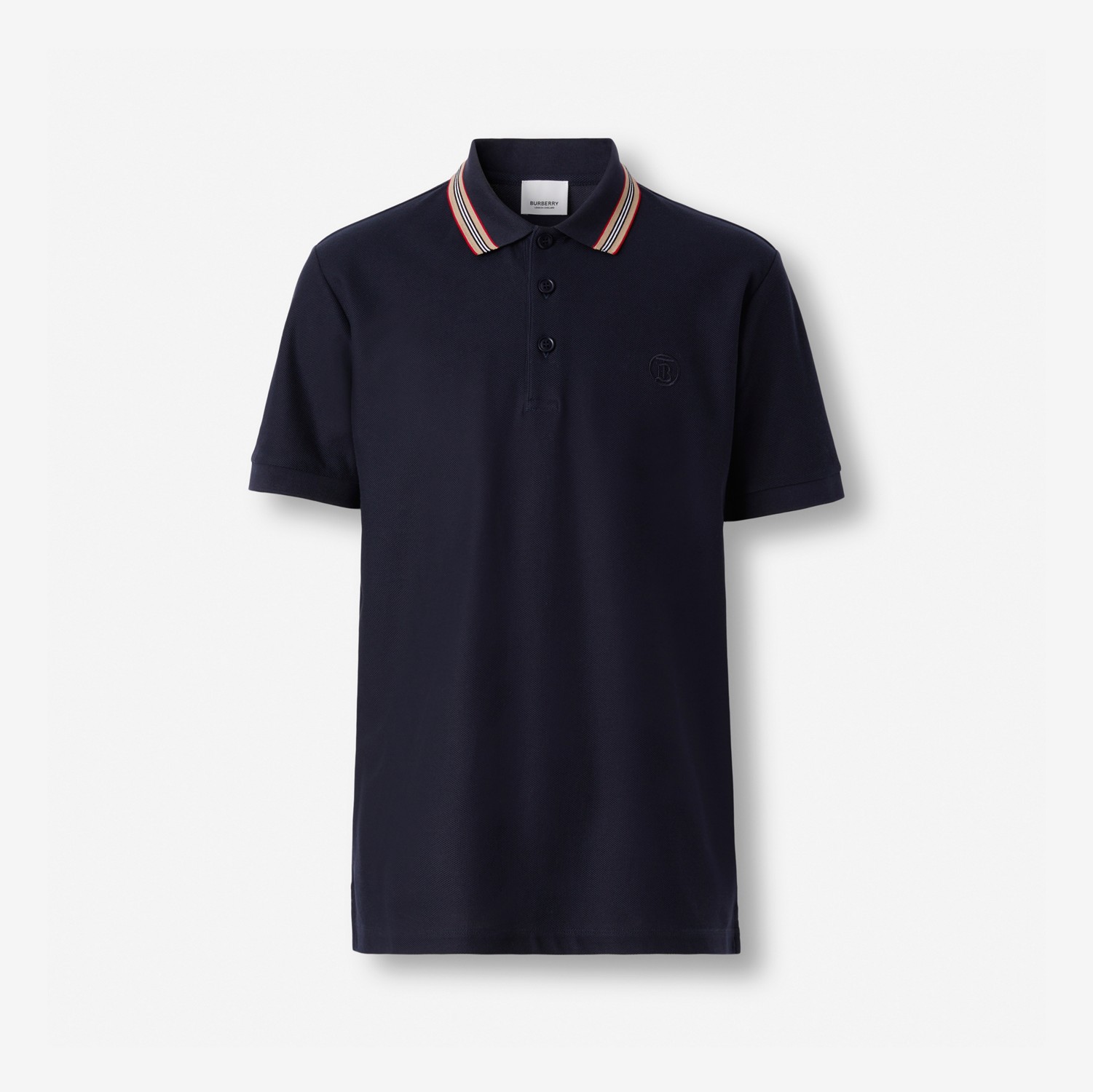 Poloshirt mit Kragen im Streifendesign (Kohleblau) - Herren | Burberry®