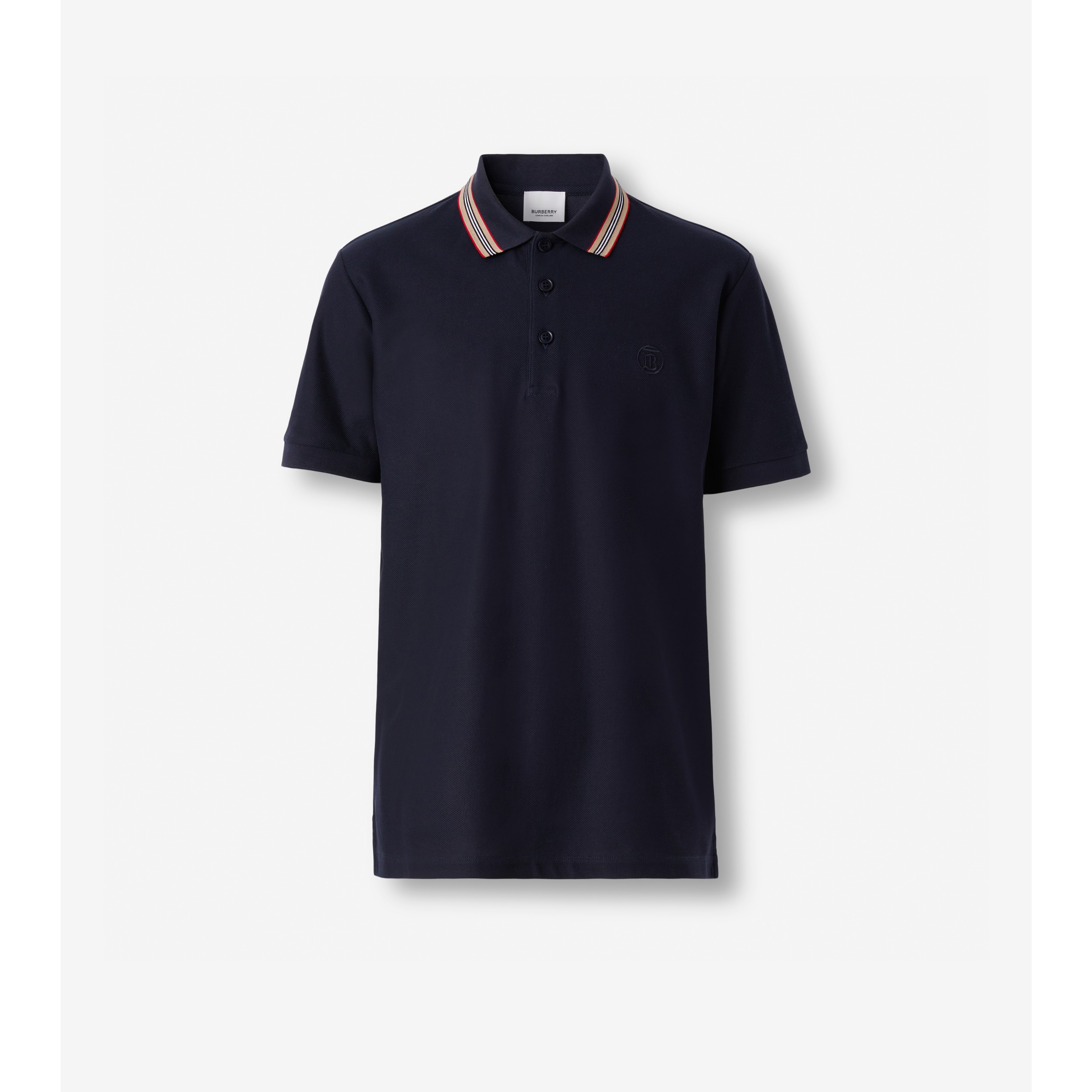 Icon Stripe Collar Polo Shirt in Coal Blue - Men | Burberry® Official