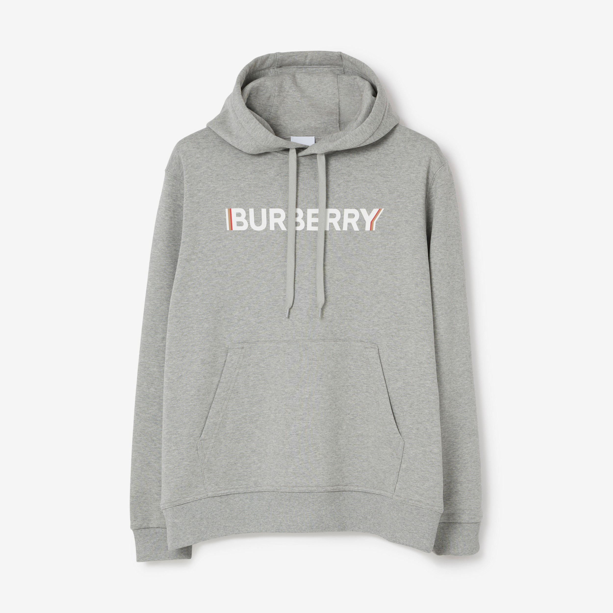 Suéter com capuz de algodão com estampa de logotipo (Cinza Claro Mesclado) - Homens | Burberry® oficial - 1