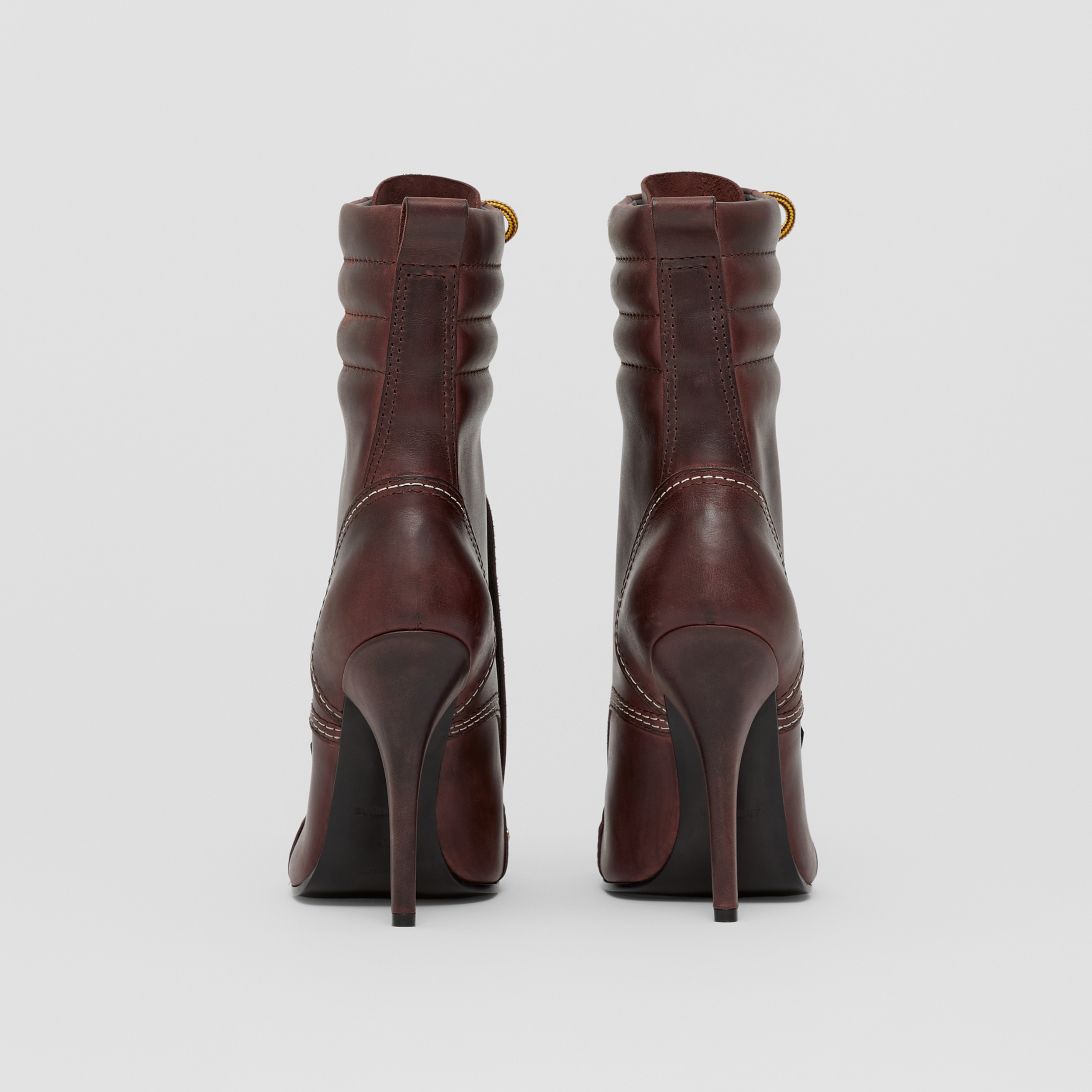 Lace Guard Detail Leather Boots in Dark Rust - Women | Burberry® Official - 4