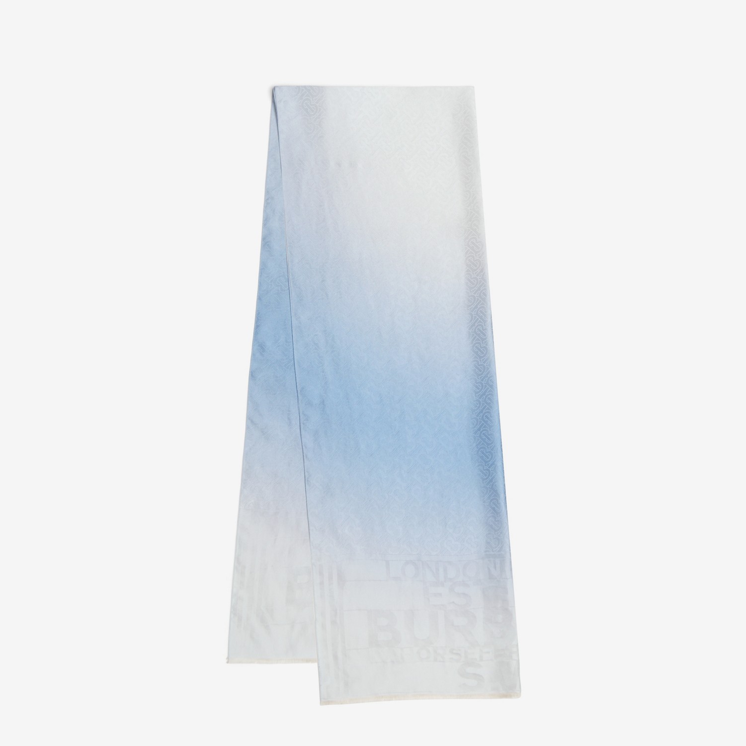Wendbarer Schal aus Seidenjacquard mit Horseferry-Schriftzug (Hellblau/sanftes Rehbraun) | Burberry®