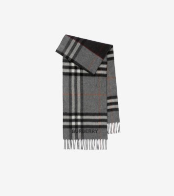 コントラストチェック カシミアスカーフ (グレー／チャコール