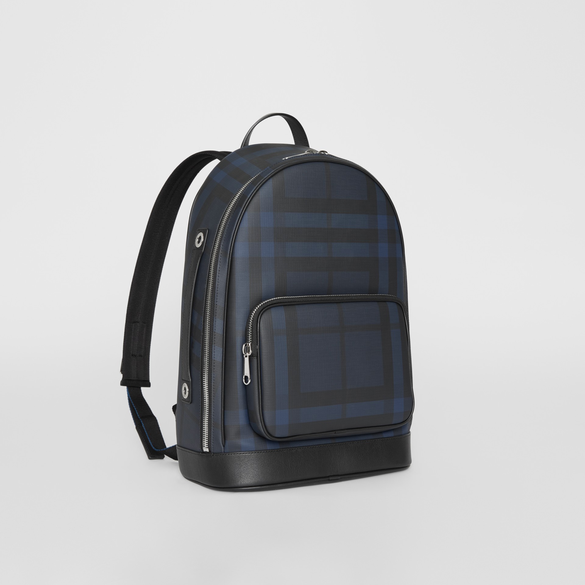 London Check and Leather Backpack in Navy/black Men Burberry United