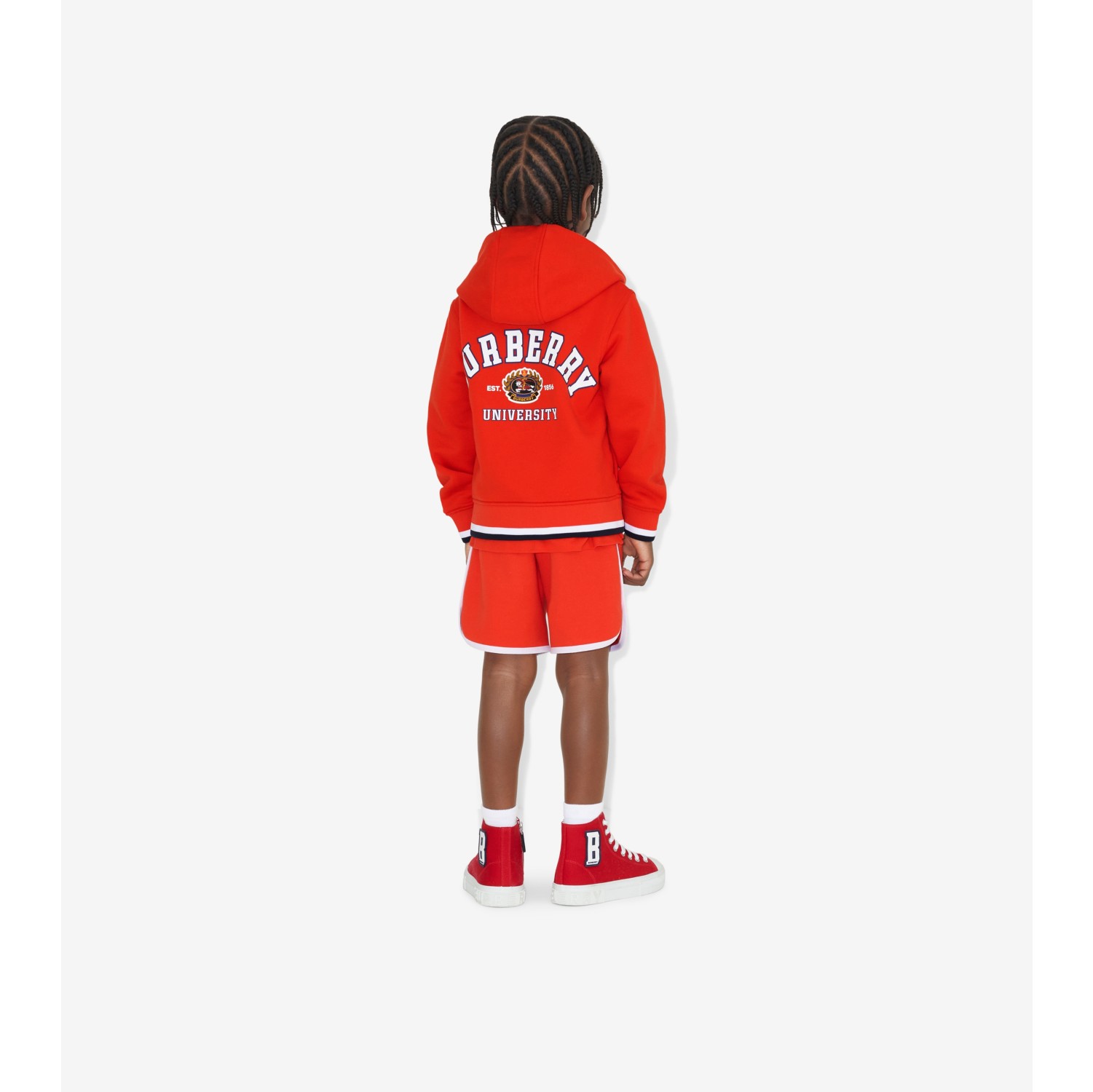 College Graphic Cotton Zip Hoodie in Bold Red | Burberry® Official