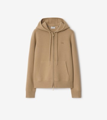 Cashmere Blend Zip Hoodie in Flax - Women | Burberry® Official
