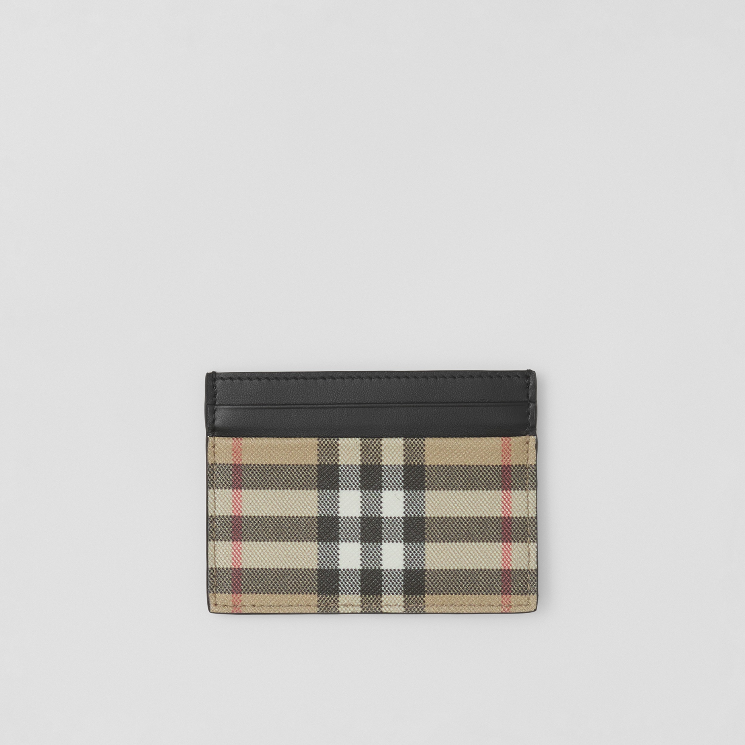 Vintage Check E-canvas and Leather Card Case in Archive Beige - Men | Burberry® Official - 1